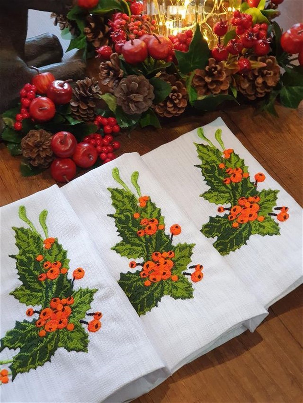 berry nakışlı keten peçete