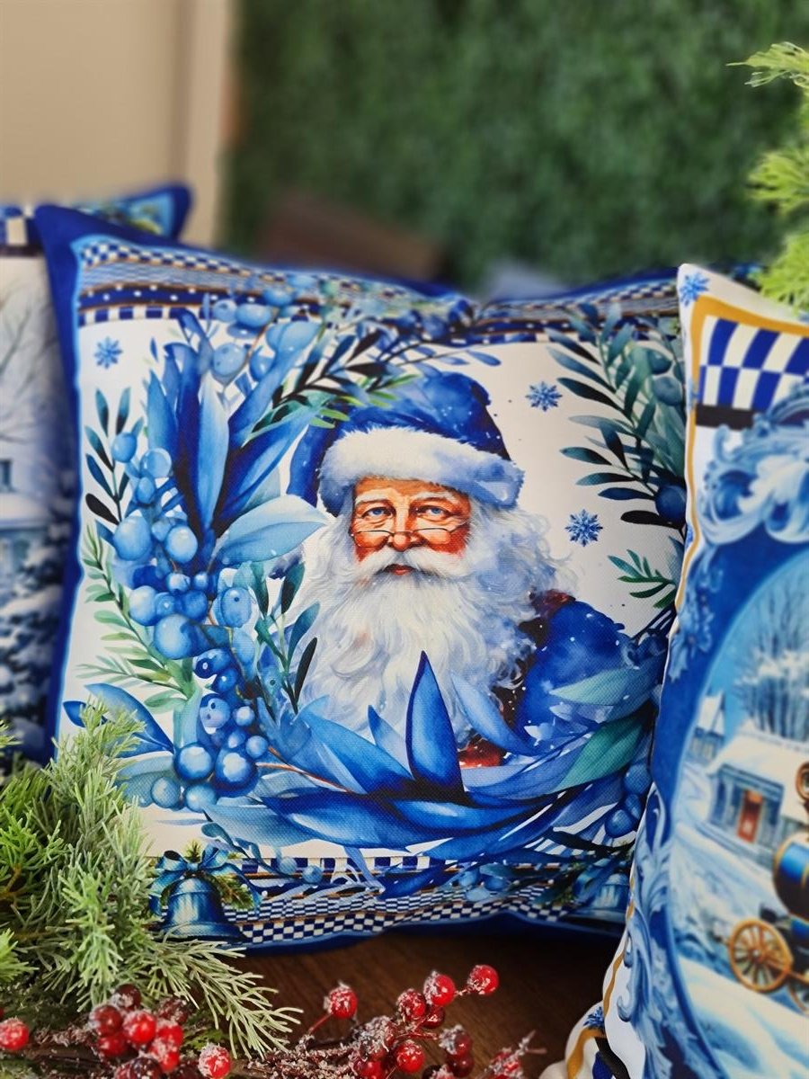 Blueberry Christmas kırlent kılıf Santa