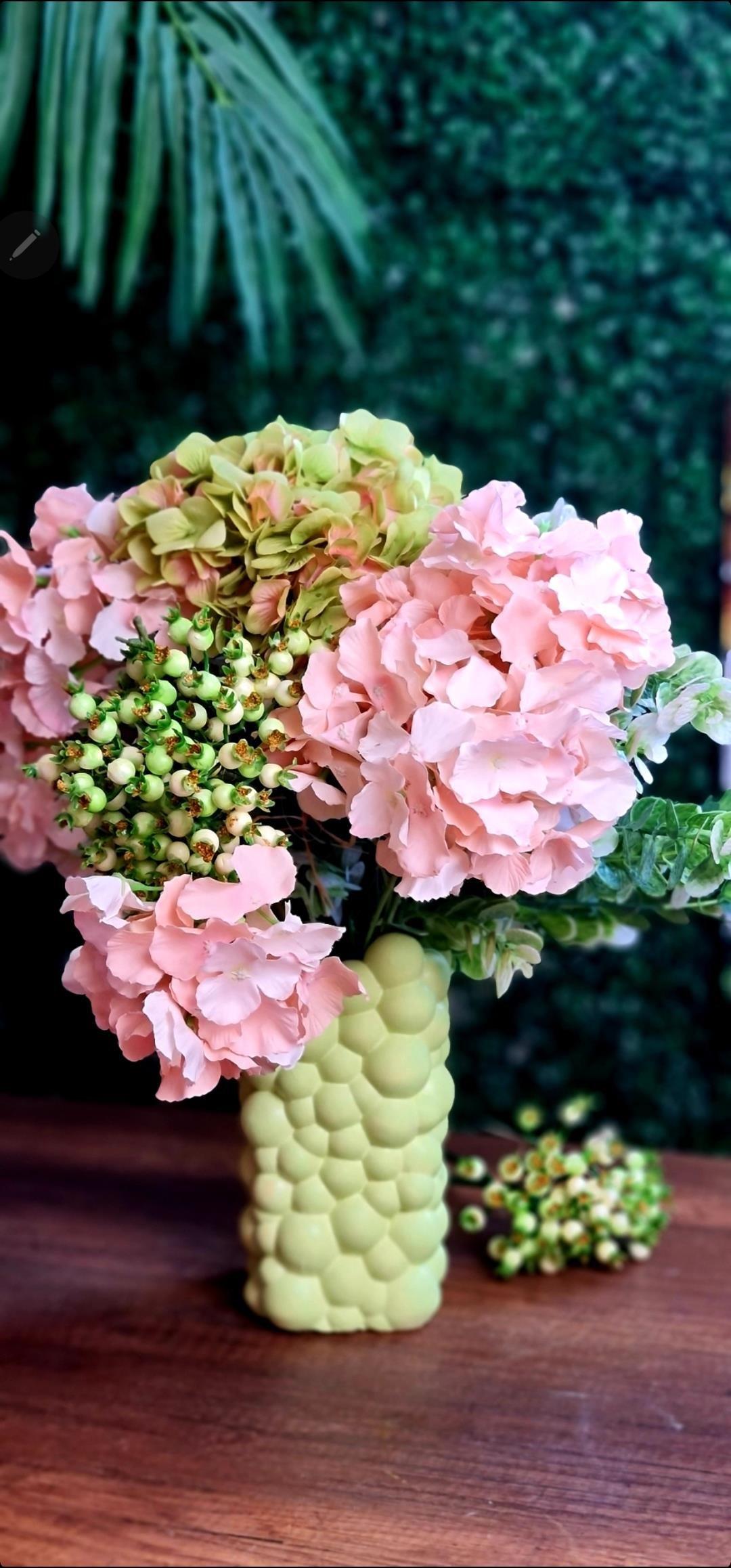 bubble vazo fıstık yeşili 21 cm