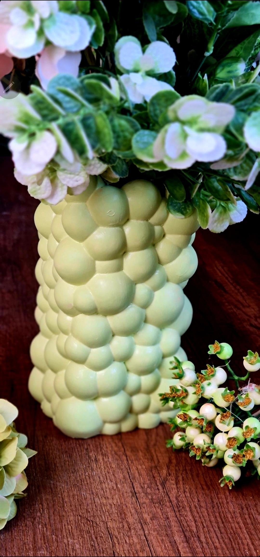 bubble vazo fıstık yeşili 21 cm