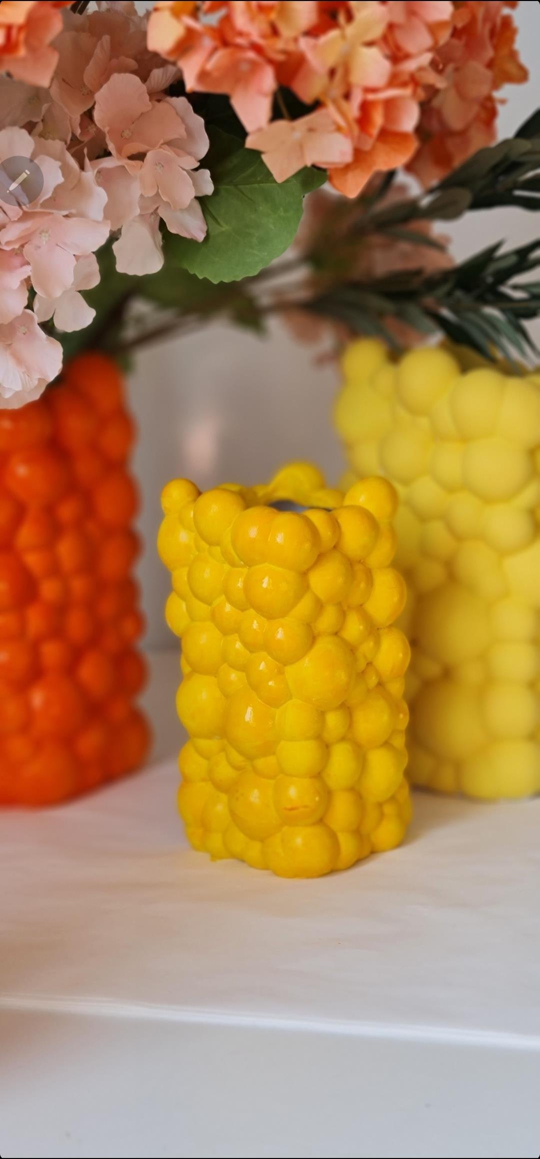 bubble vazo oranj sarı 21 cm