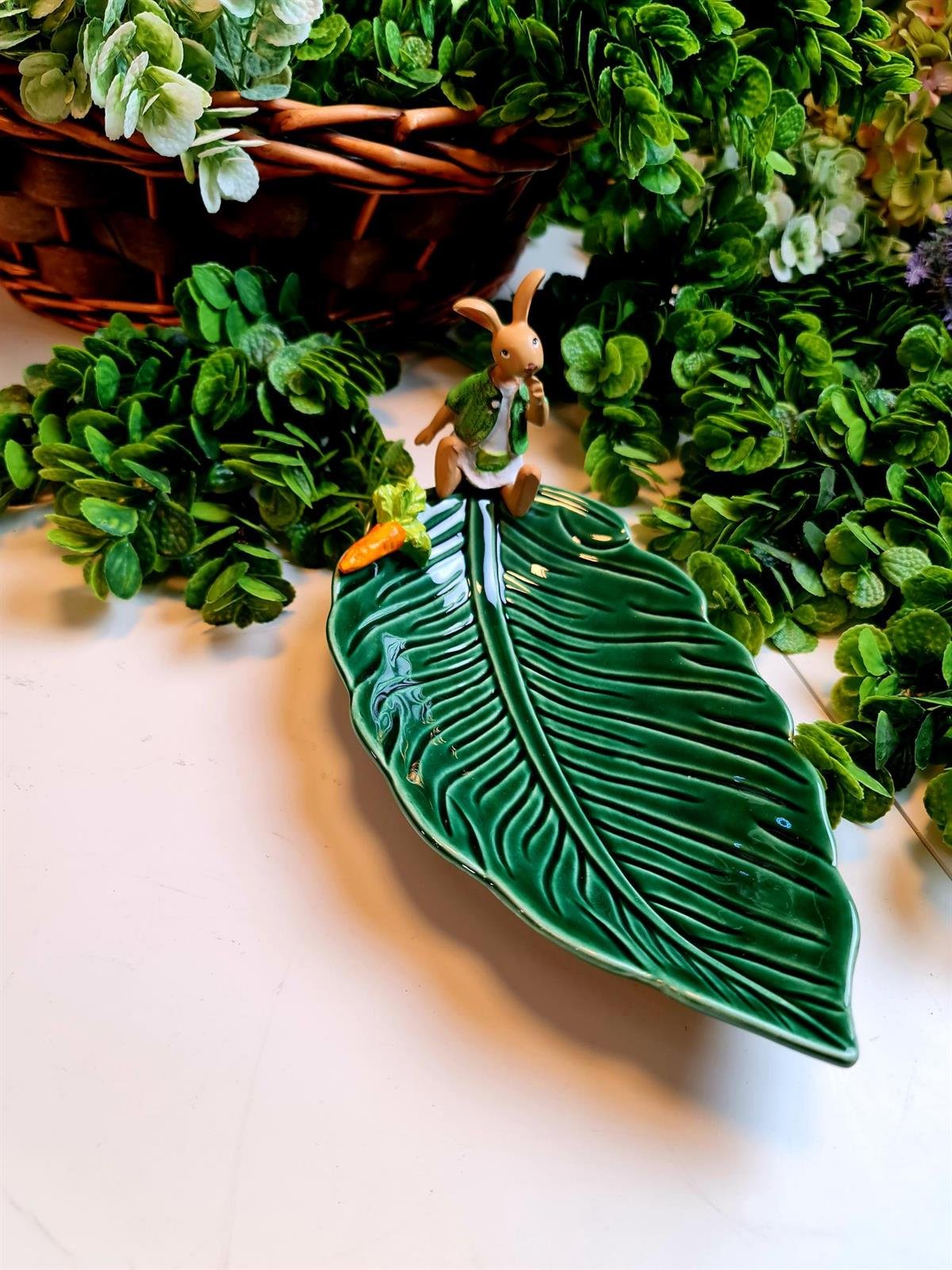 bunny yeşil çukur kayık tabak 30 cm