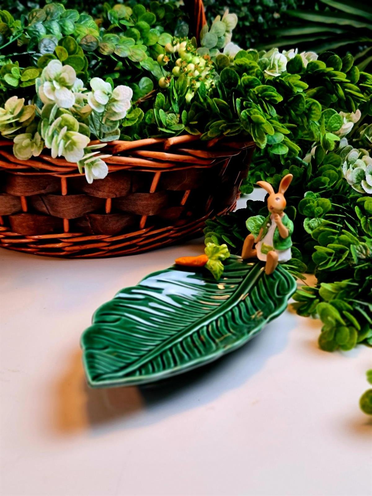 bunny yeşil çukur kayık tabak 30 cm