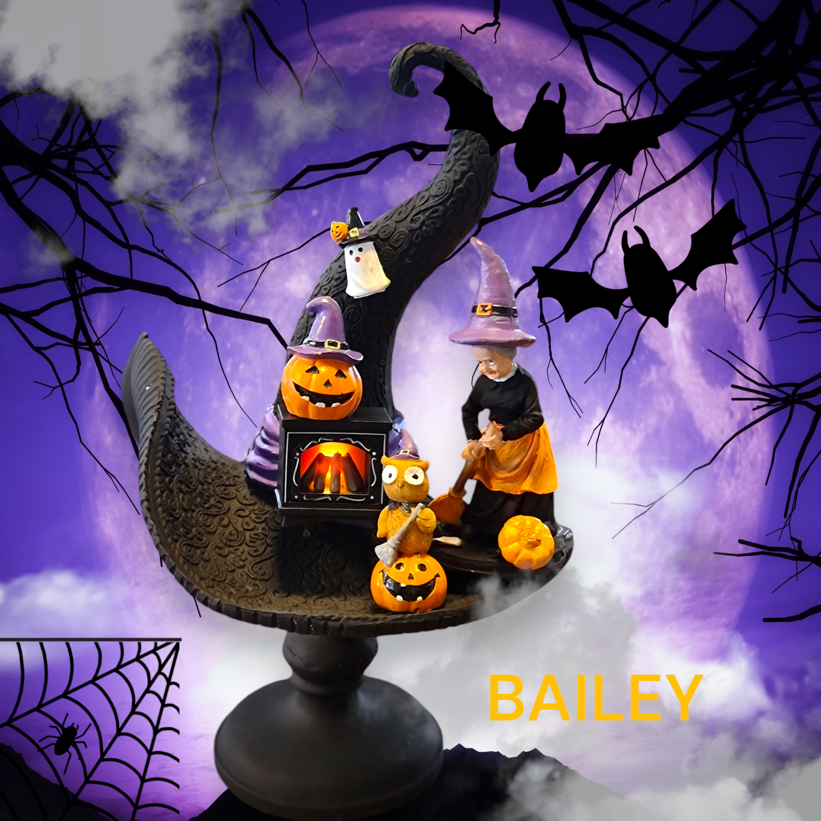 cadı şapkası 40 cm şömine ledli