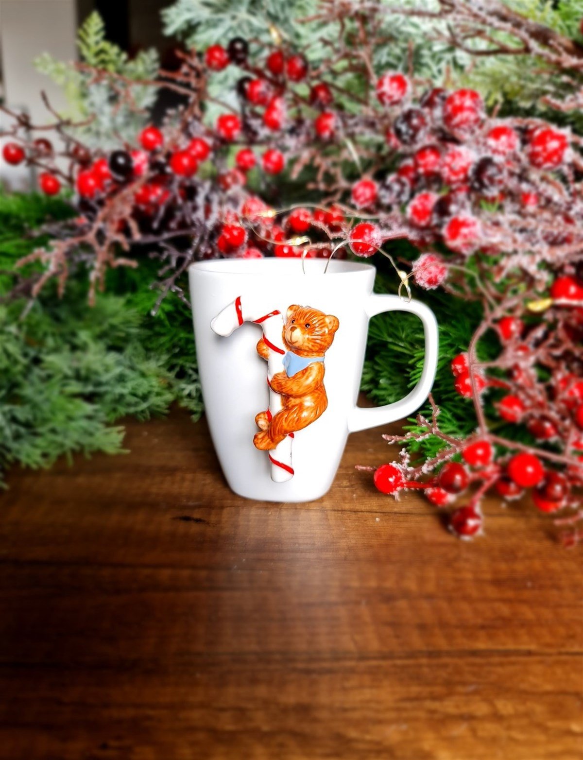 candy cane teddy mug