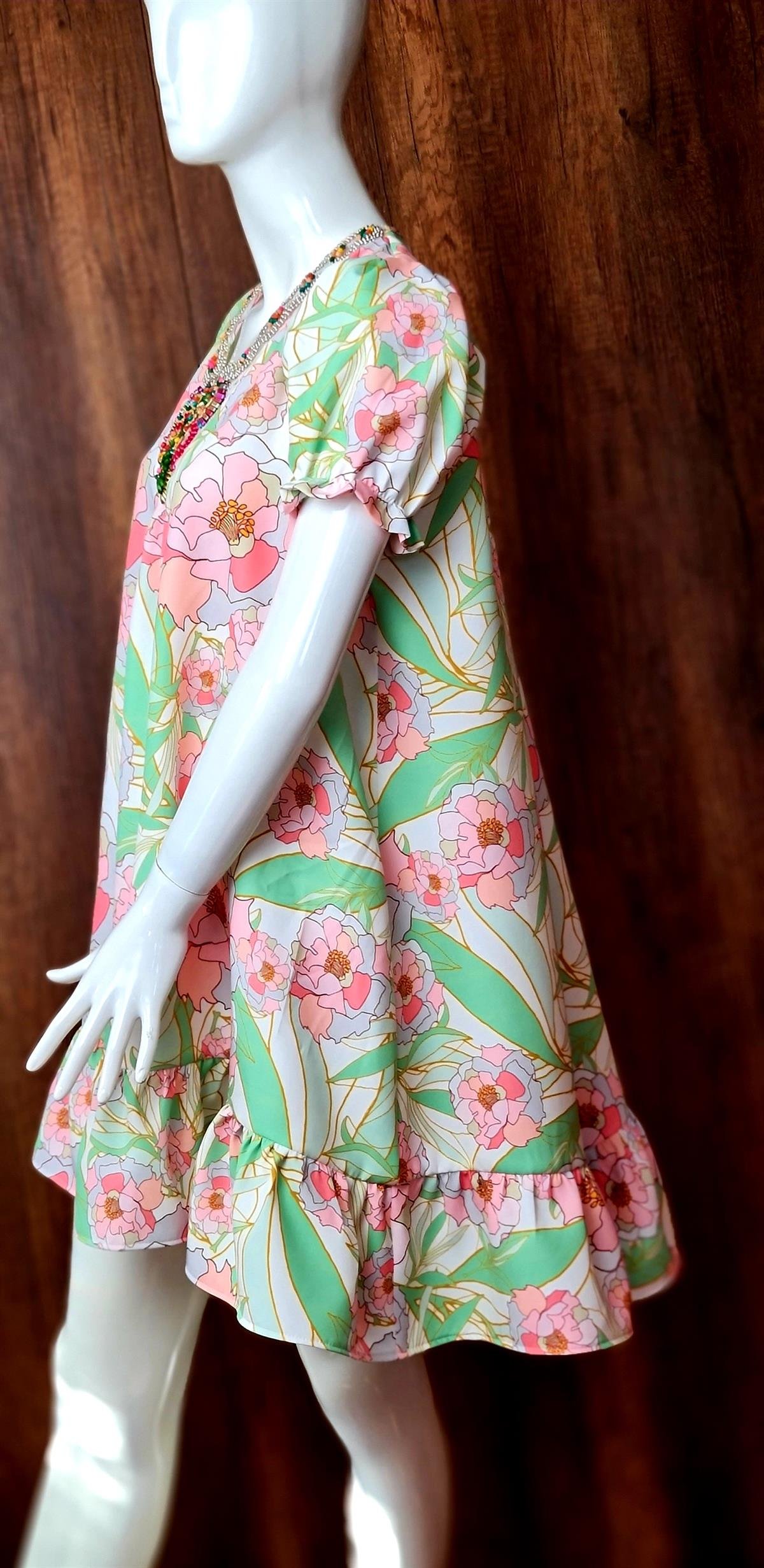 Çiçekli double elbise