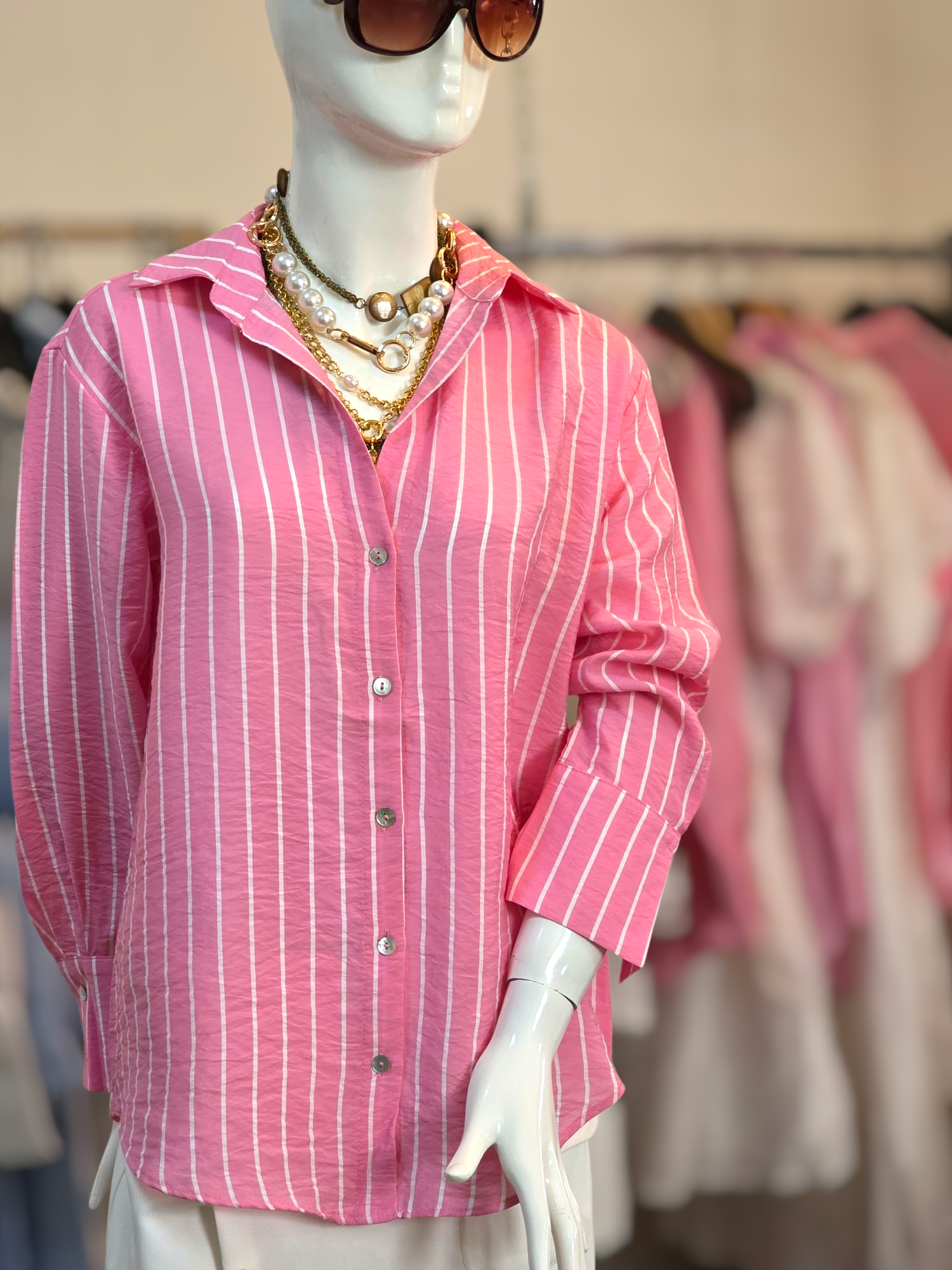 çizgili gömlek pembe