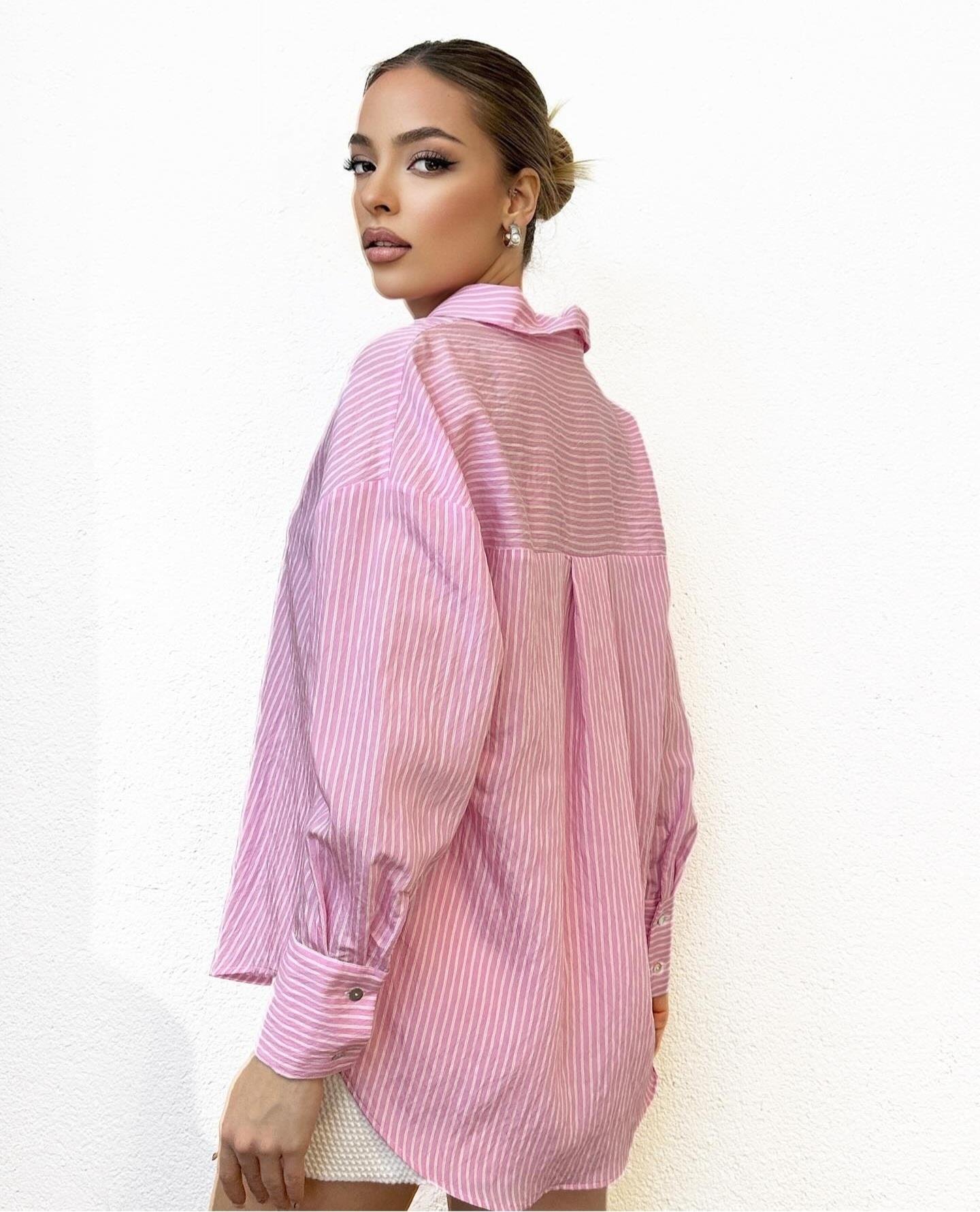 çizgili pembe gömlek