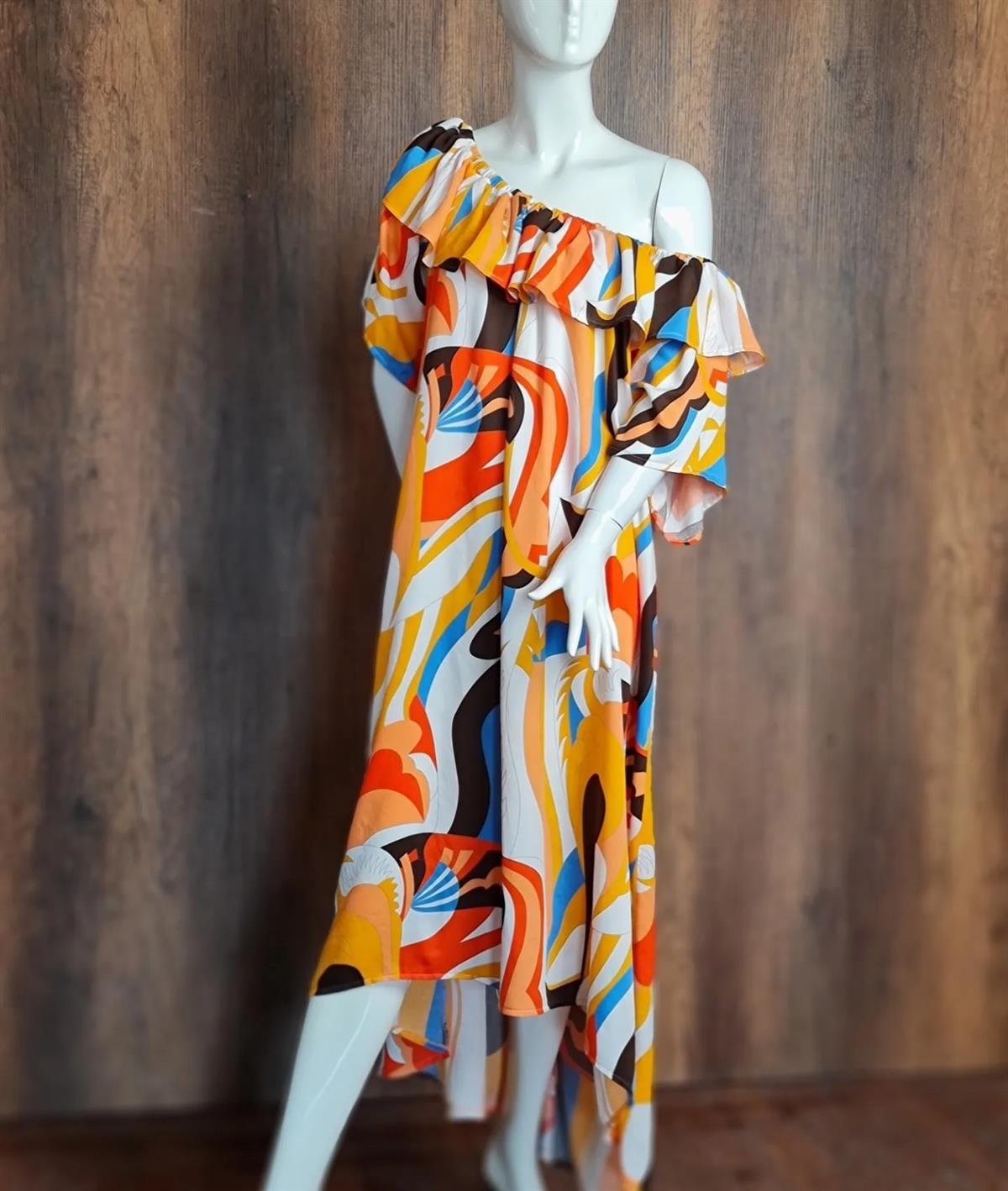 Dokuma viskon elbise