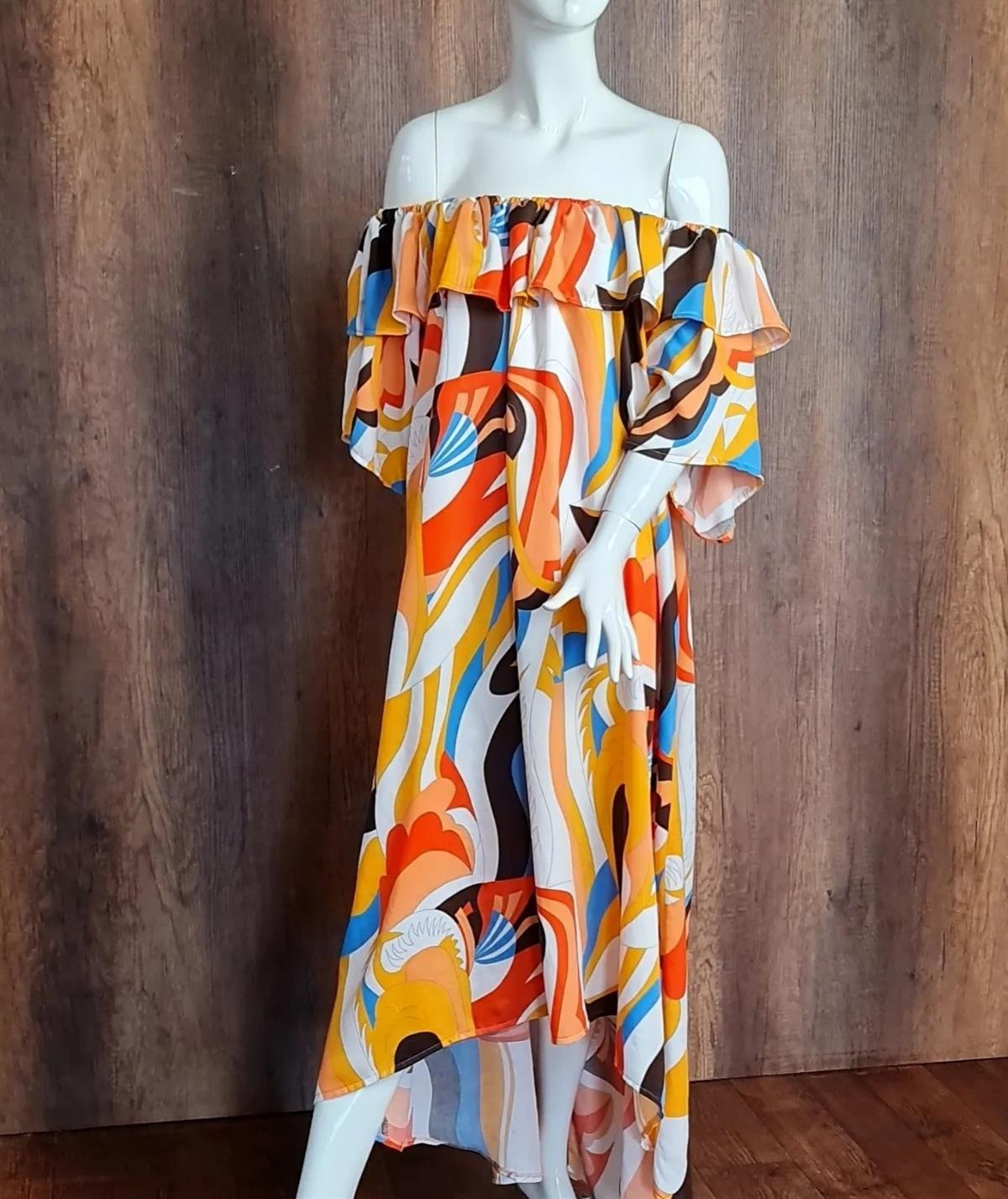 Dokuma viskon elbise