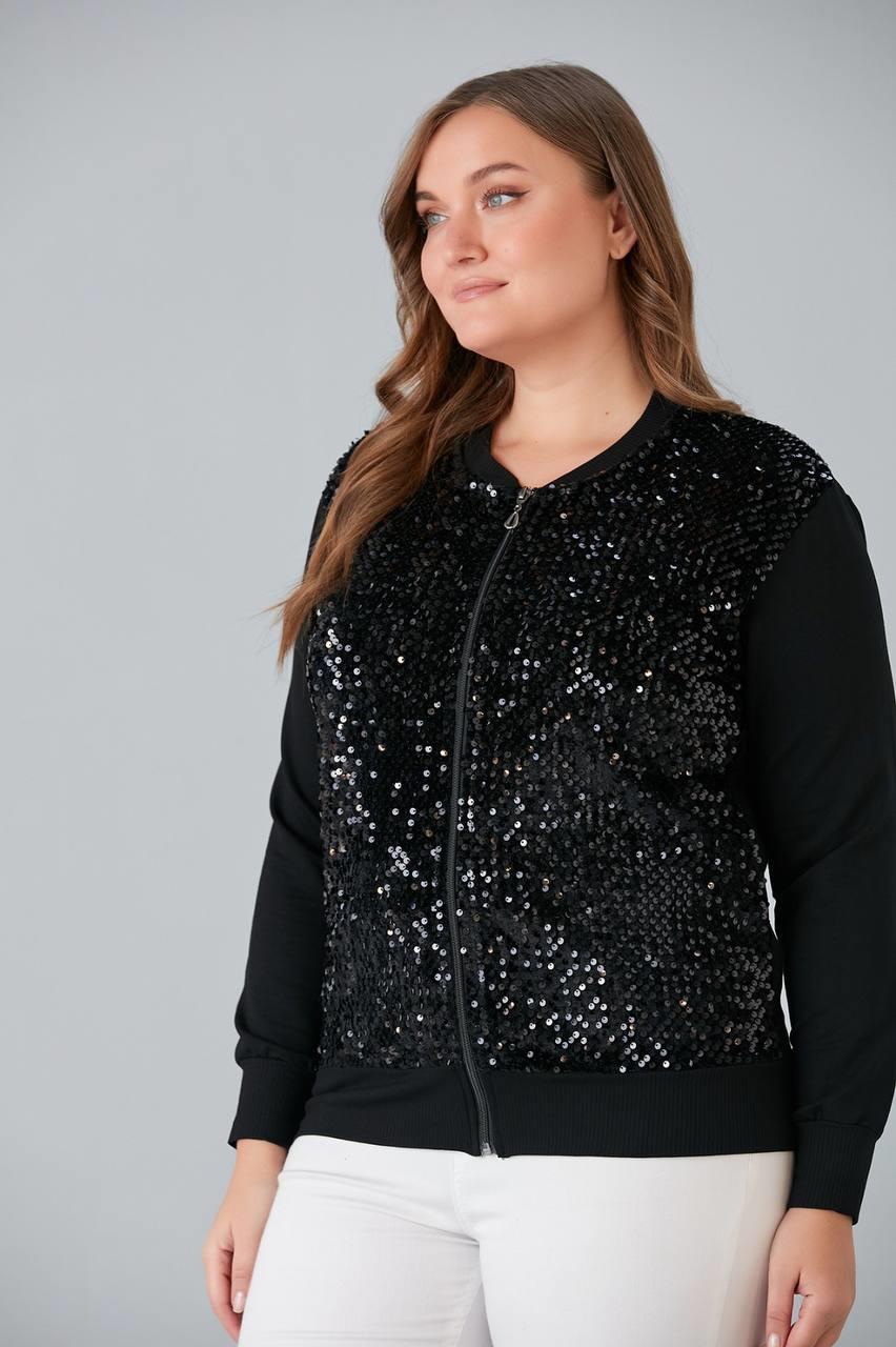 fermuarlı payetli hırka