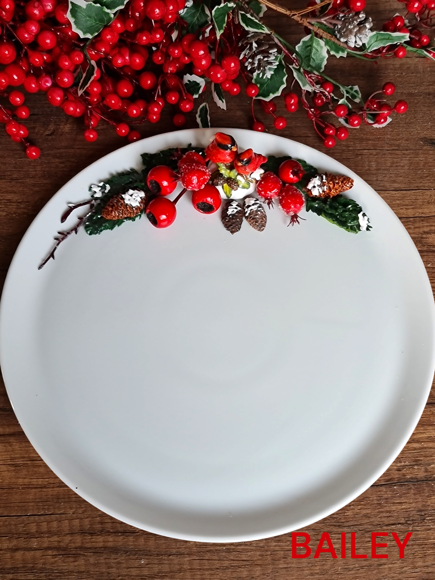 Holly&Pine Christmas porselen tabak 30 cm