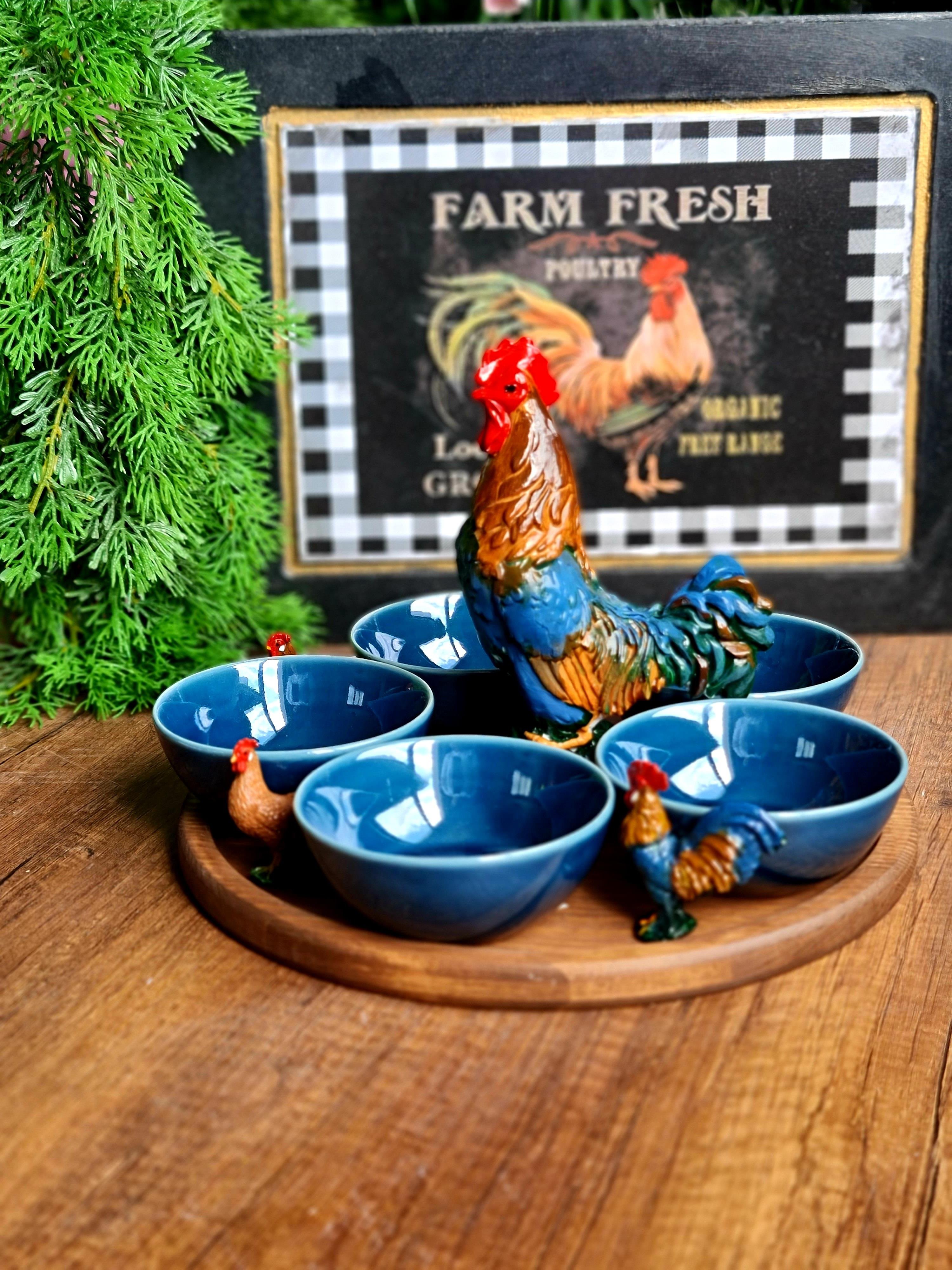 Horozlu kuruyemişlik,kahvaltılık 30 cm mavi