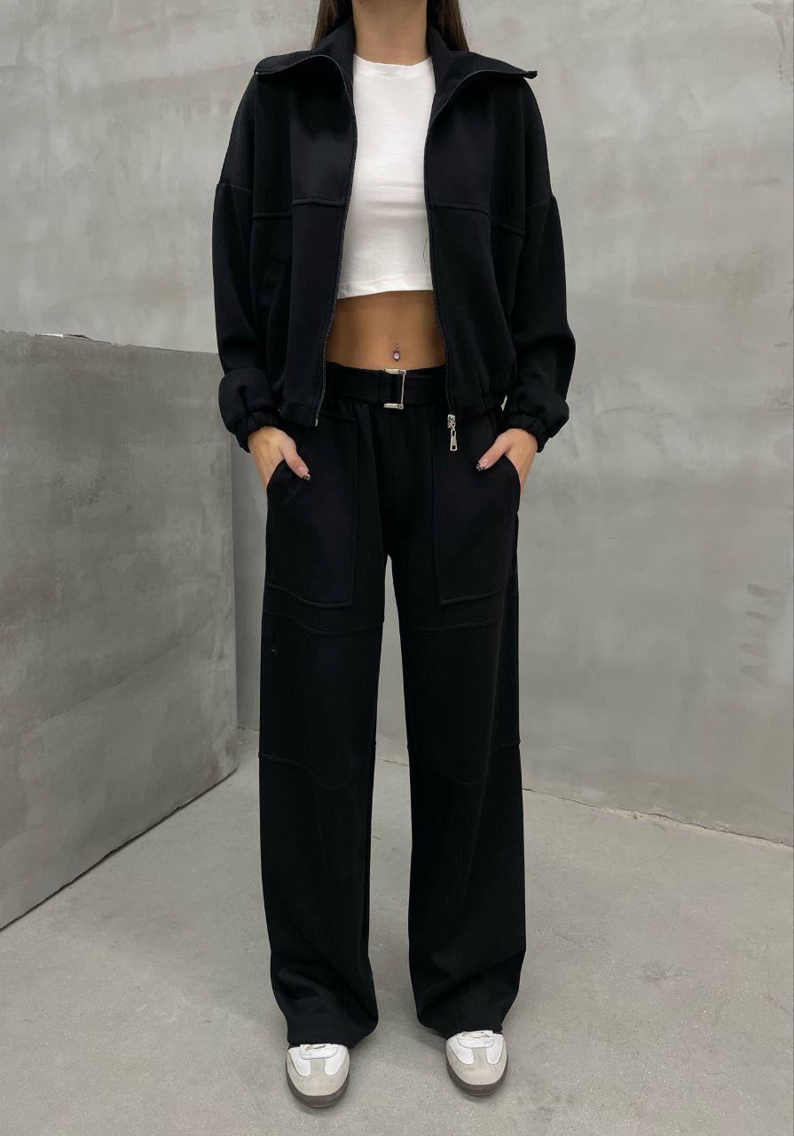 kemer detaylı takım siyah