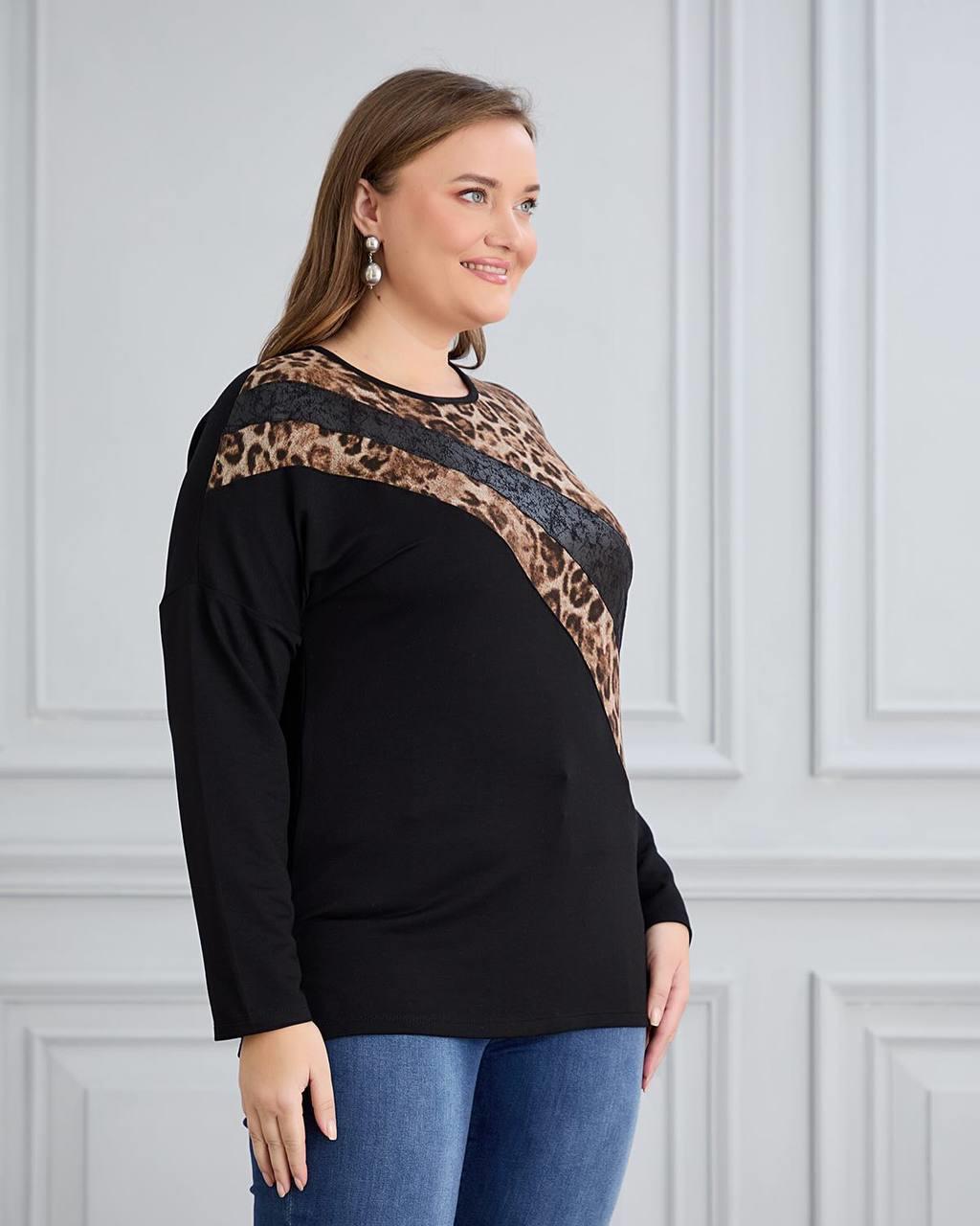 leopar detaylı siyah tunik