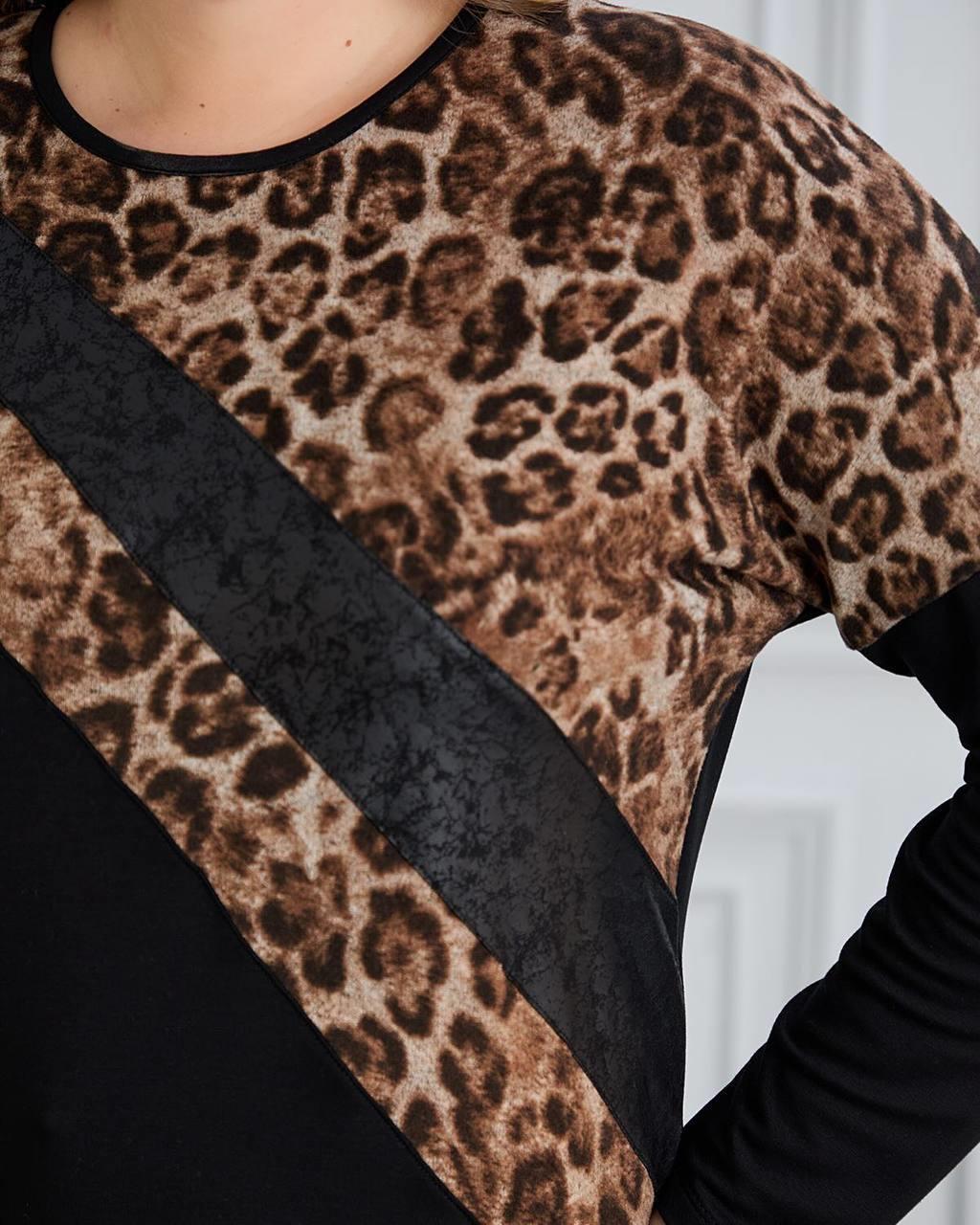 leopar detaylı siyah tunik