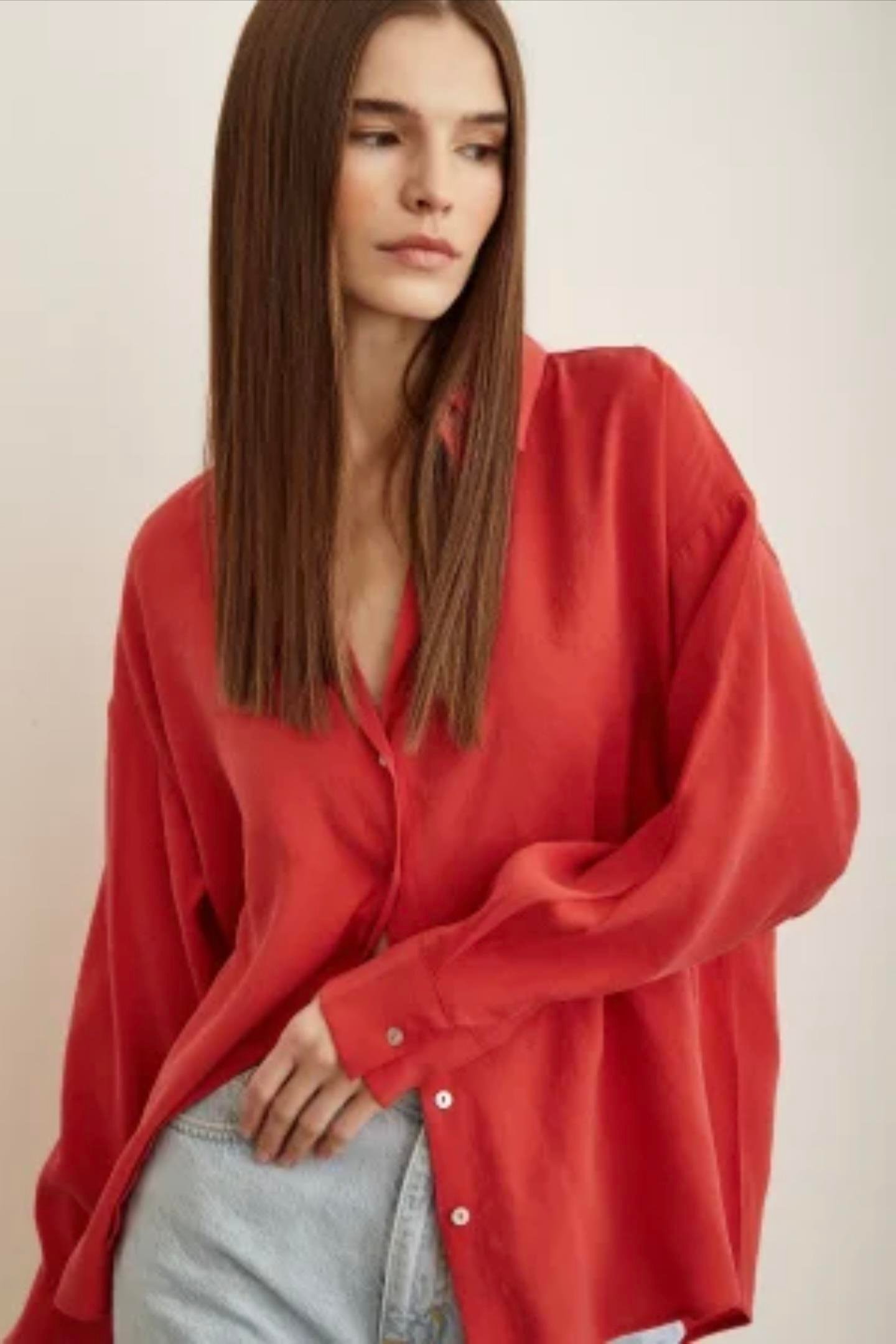 mercan modal gömlek