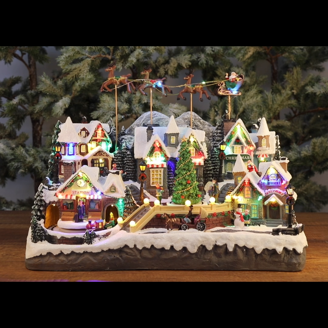 noel köyü 55 cm Ürün 4.5V3 Adaptör ile çalışmaktadır. Adaptör ürün ile birlikte gelmektedir.