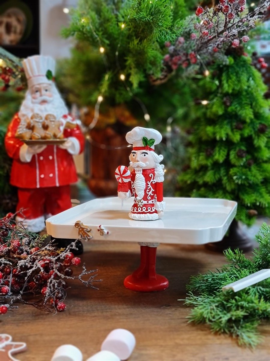 nutcracker kare tabak kırmızı 30*30 cm