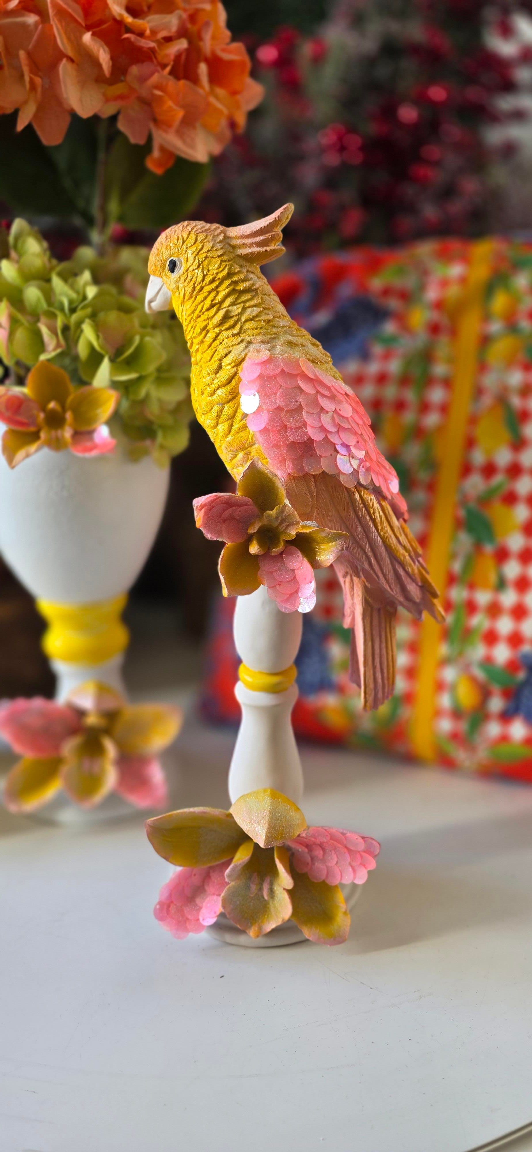 payetli papağan dekor 40 cm