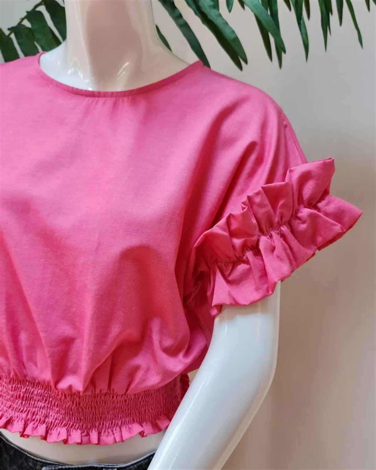 pink crop bluz
