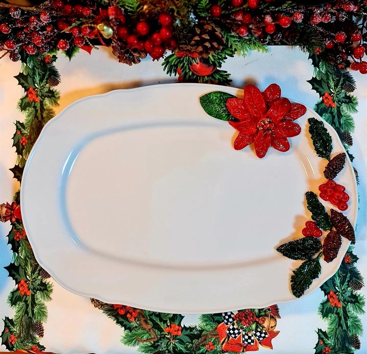 poinsettia kayık tabak 46 cm