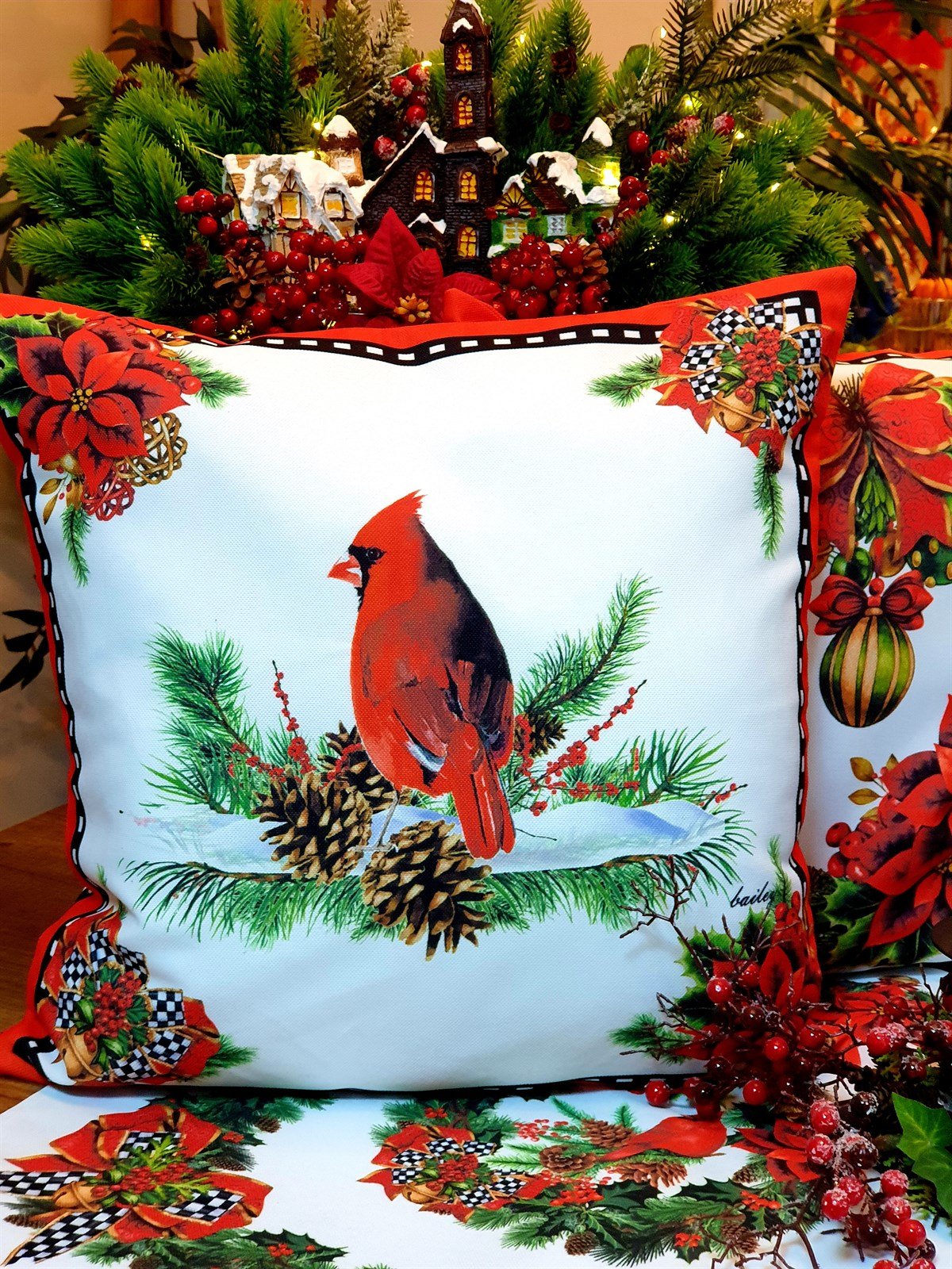 poinsettia kırlent kılıf 2   50*50 cm