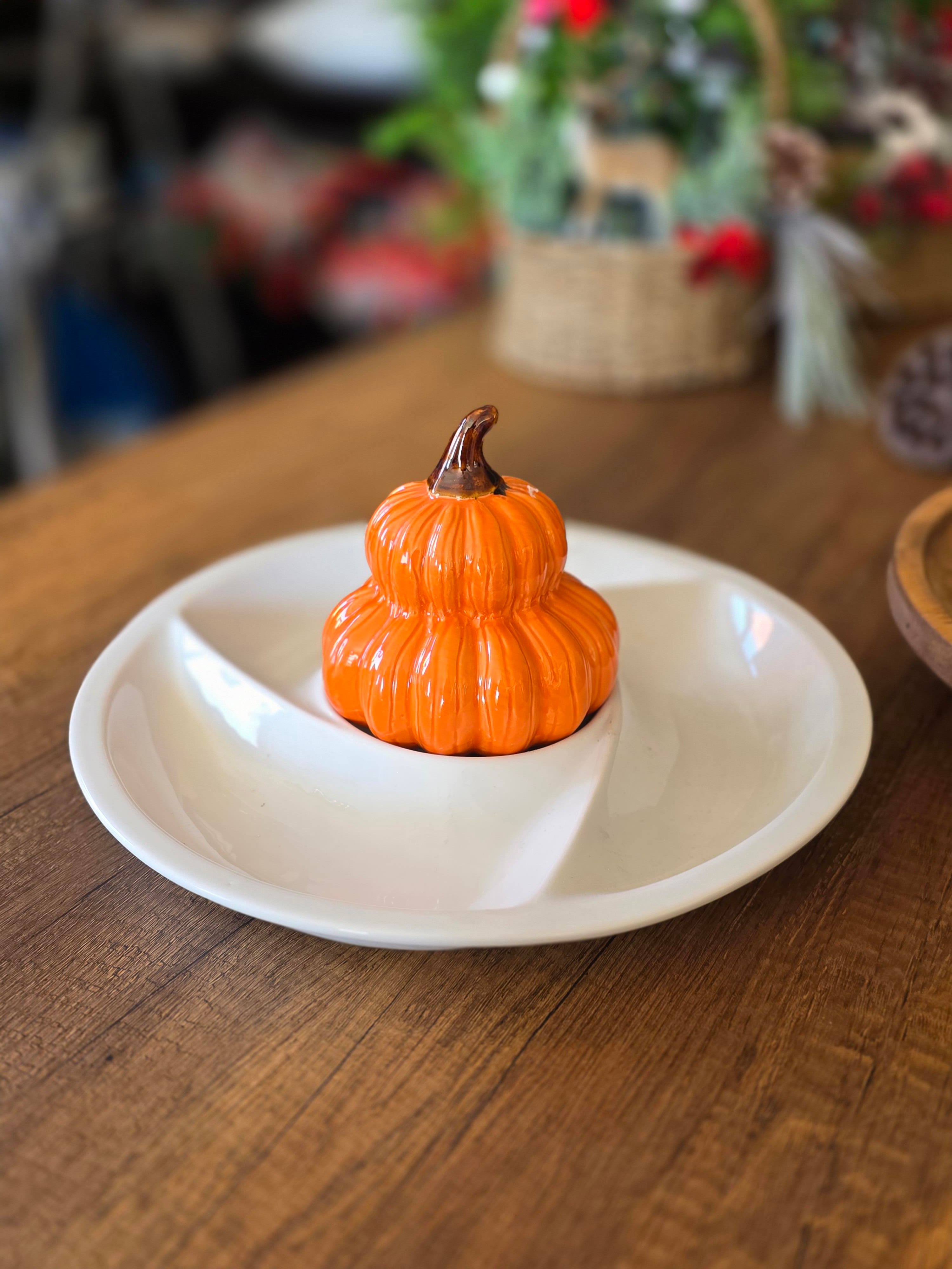 porselen kabaklı sunum tabağı oranj