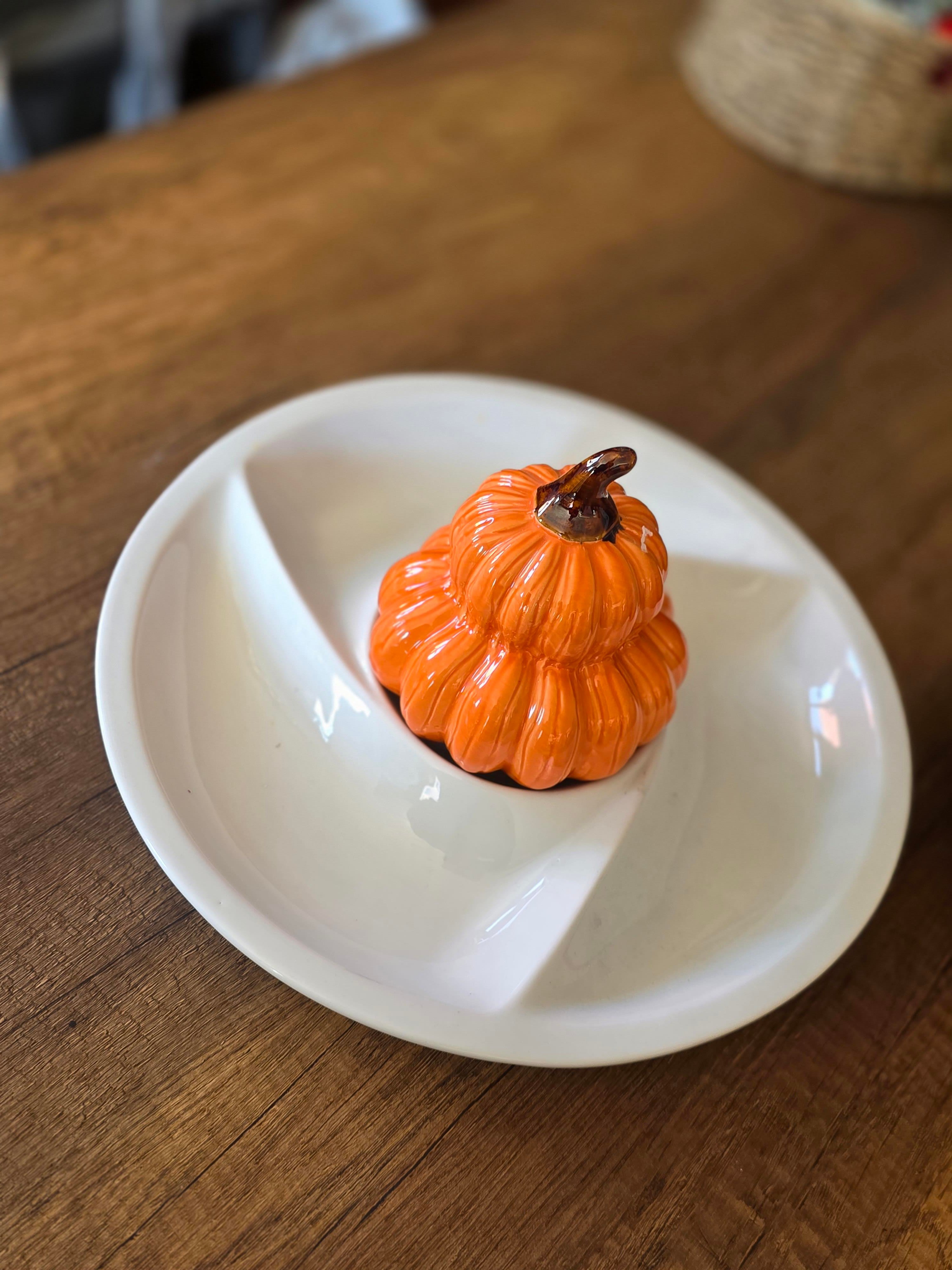 porselen kabaklı sunum tabağı oranj