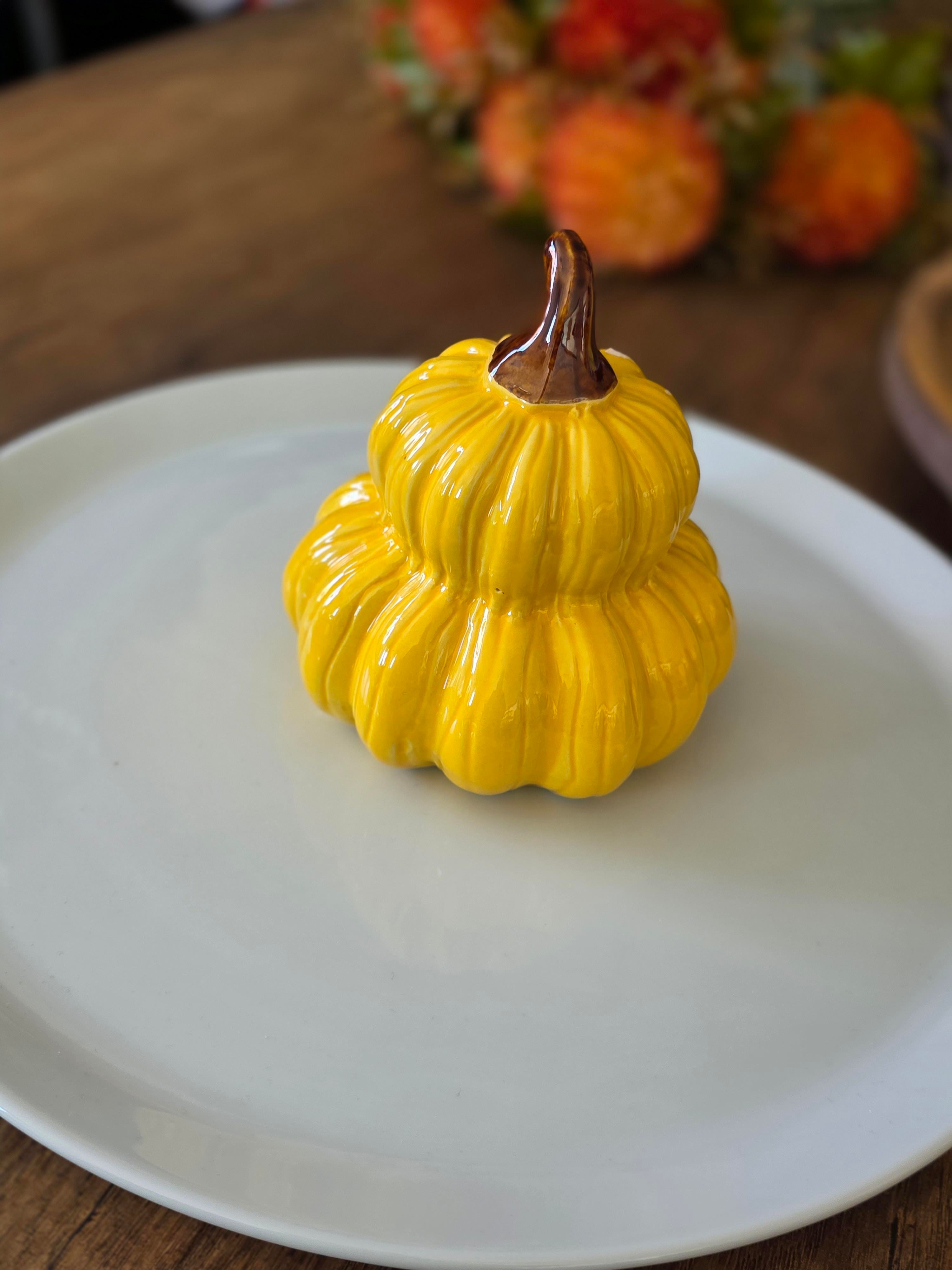 Porselen kabaklı tabak hardal 29 cm