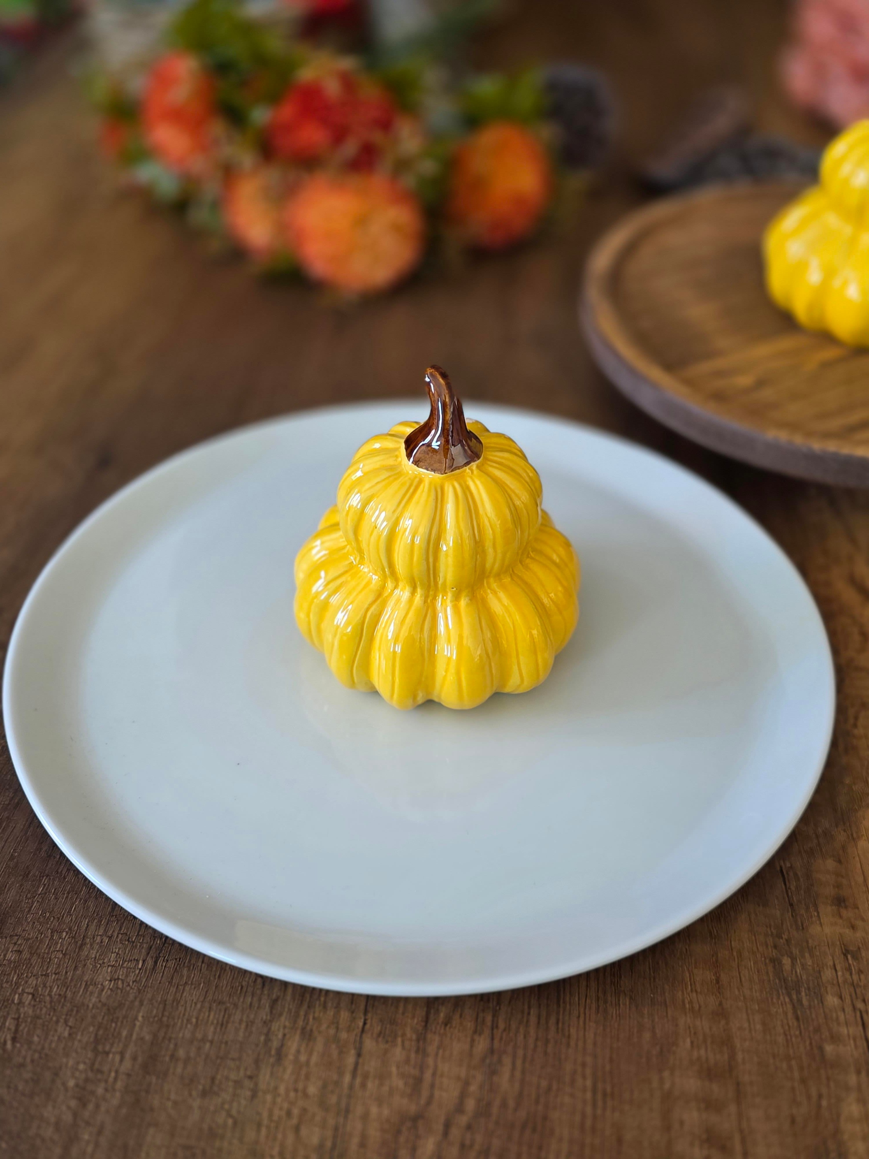 Porselen kabaklı tabak hardal 29 cm