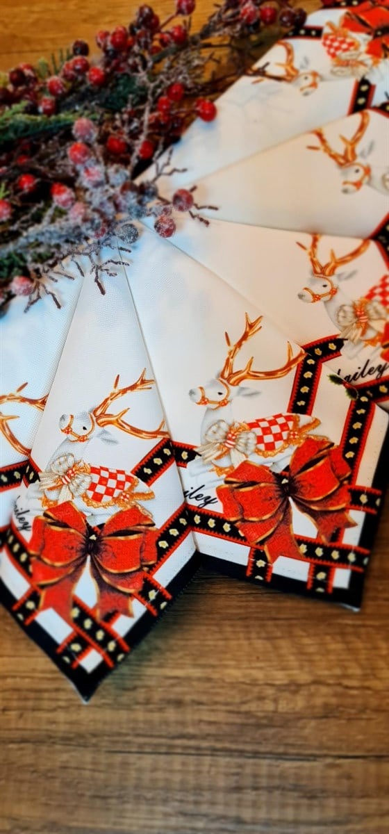 Red poinsettia peçete 6 lı