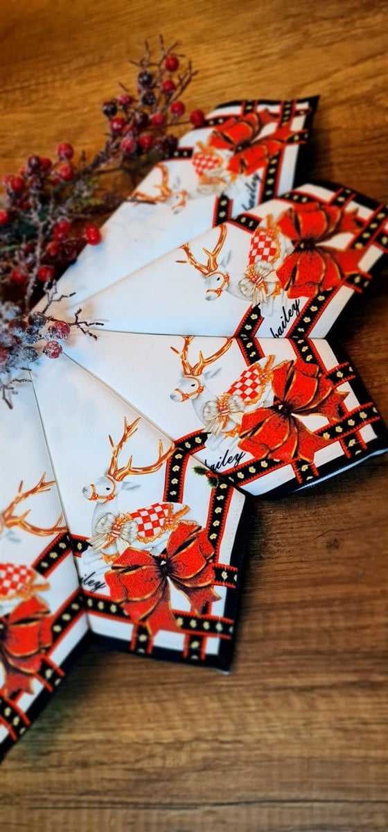 Red poinsettia peçete 6 lı