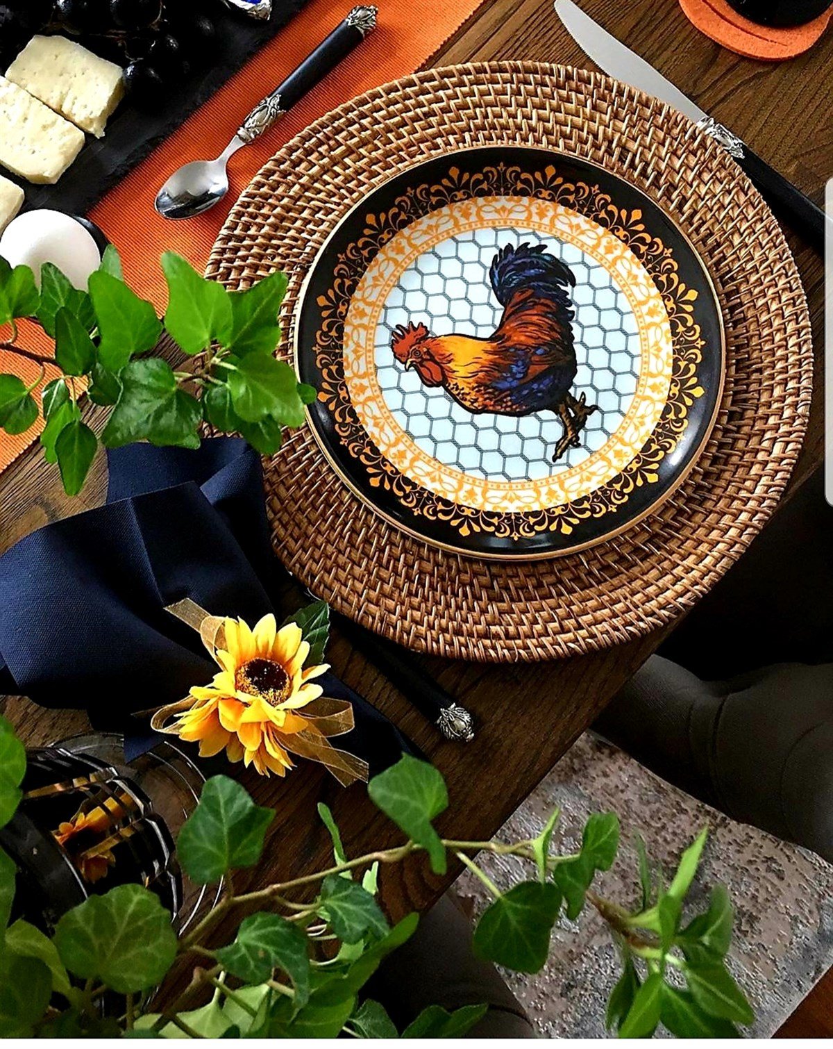 ROOSTER TABAK SİYAH 23 CM