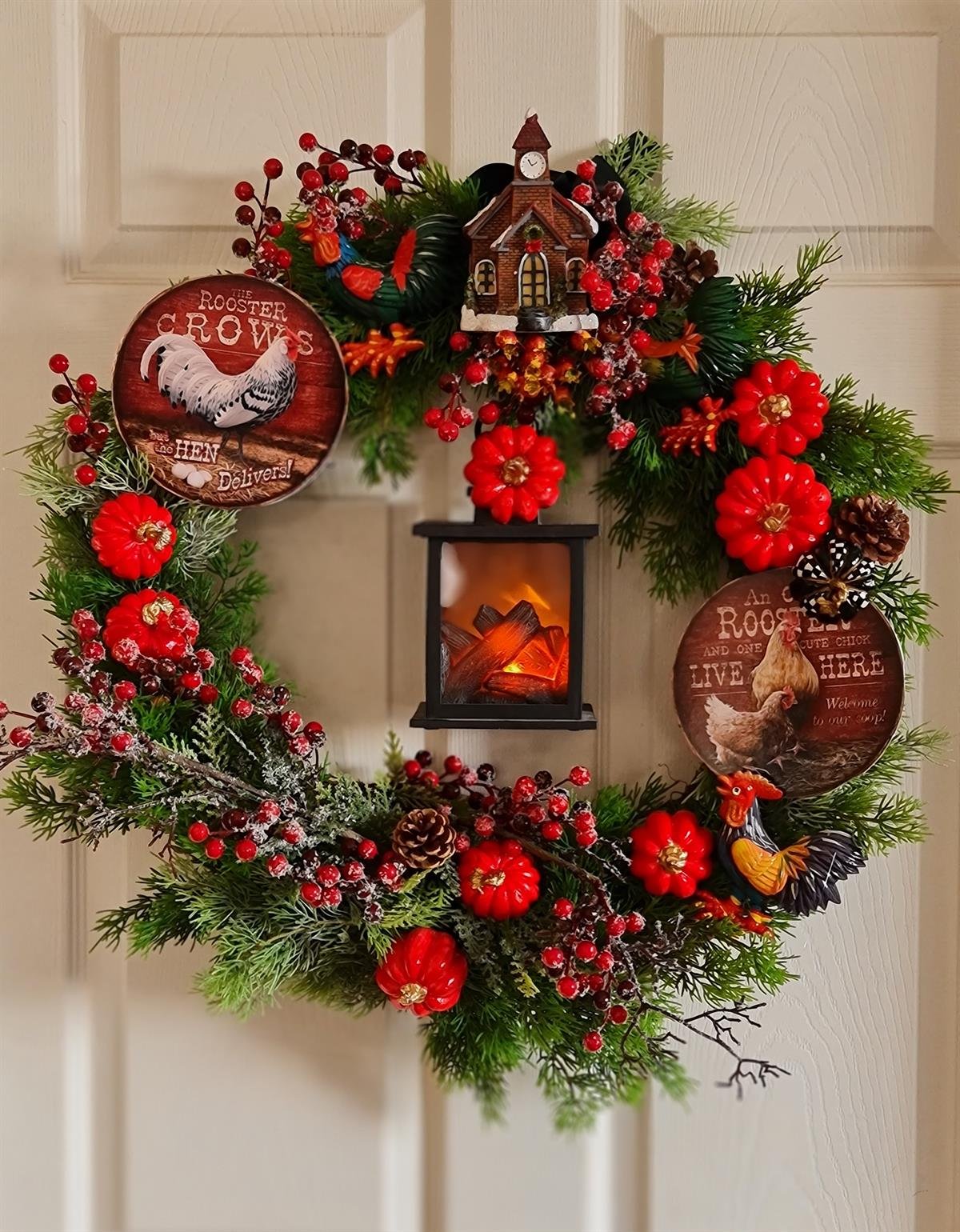 Roosters&Pumpkin çelenk 60 cm