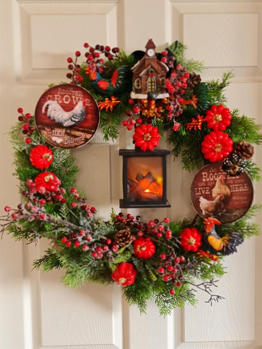 Roosters&Pumpkin çelenk 60 cm