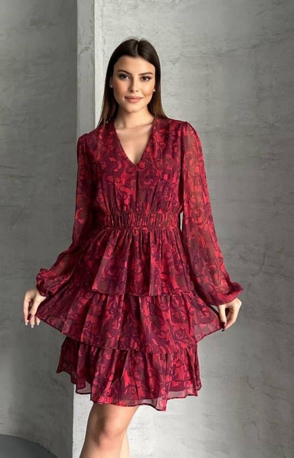 ruby şifon astarlı elbise