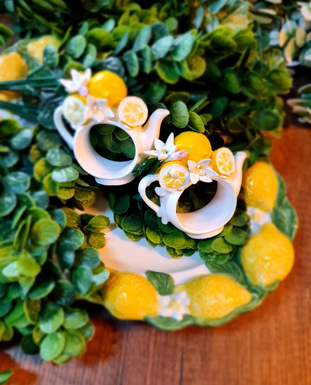 seramik limonlu demlik peçete halkası 2li