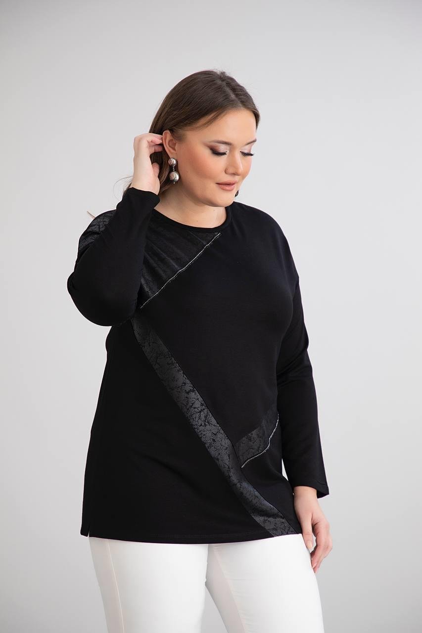 taş detaylı siyah bluz