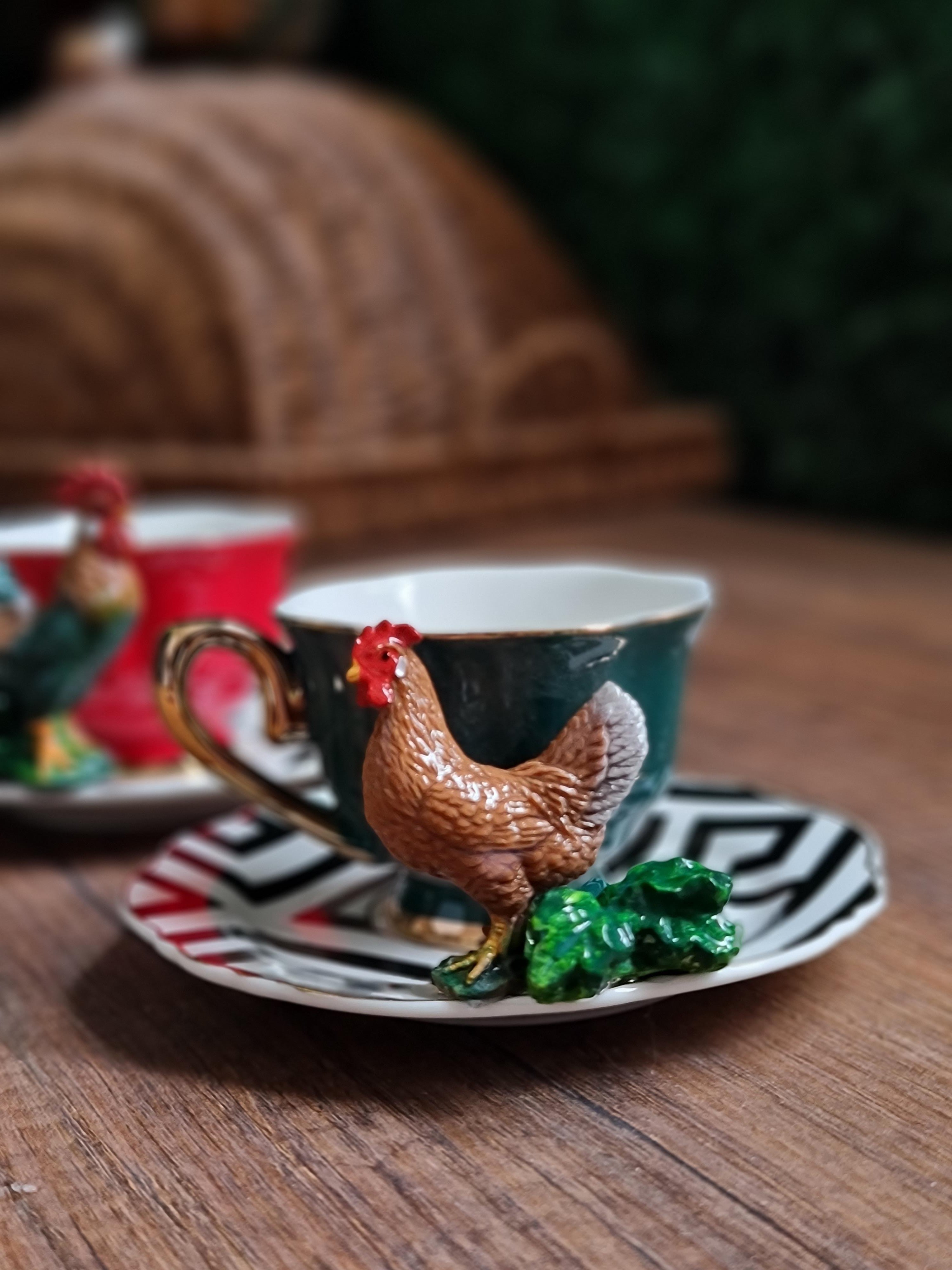 tavuklu yeşil kahve fincanı