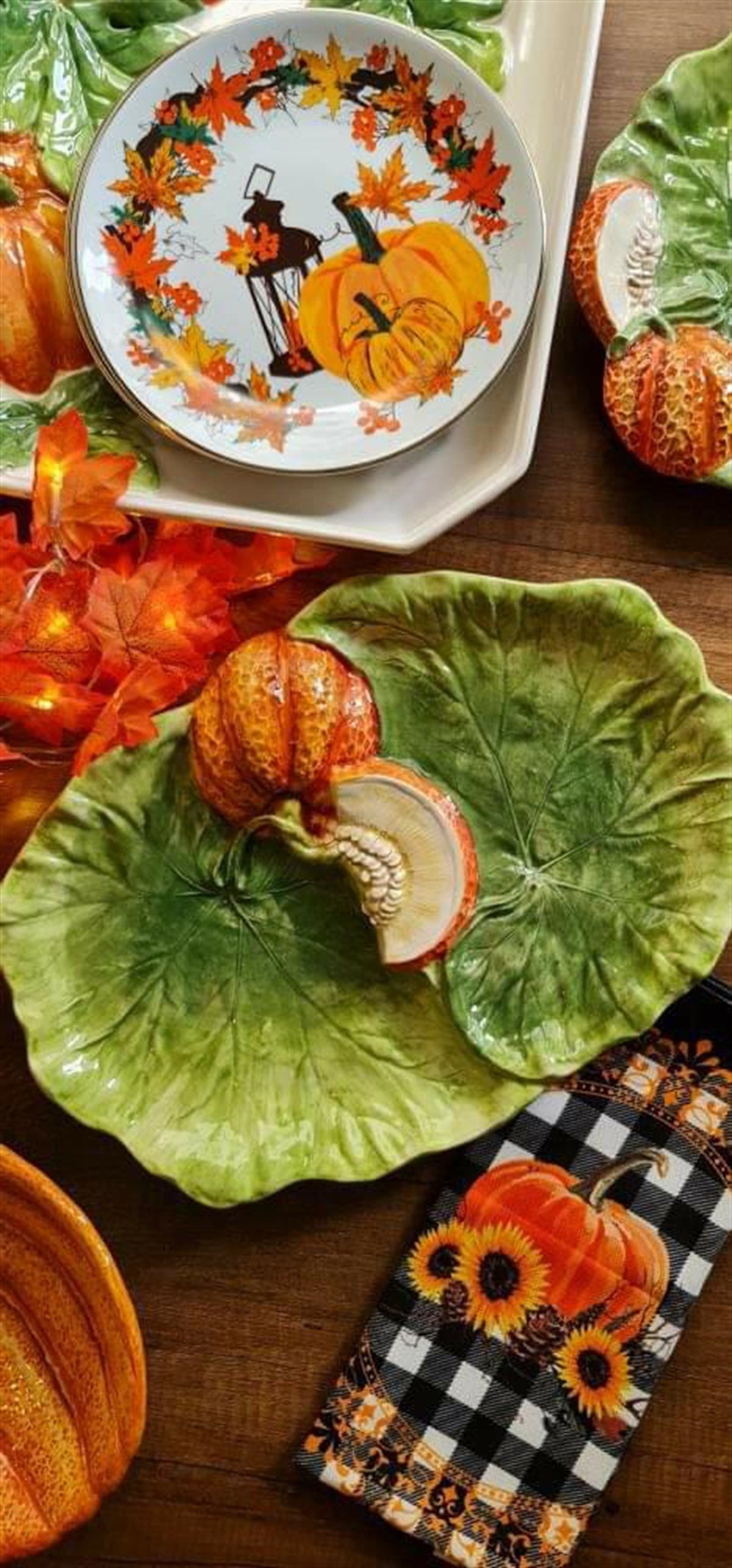 yaprak ortası kabaklı porselen tabak 41 cm