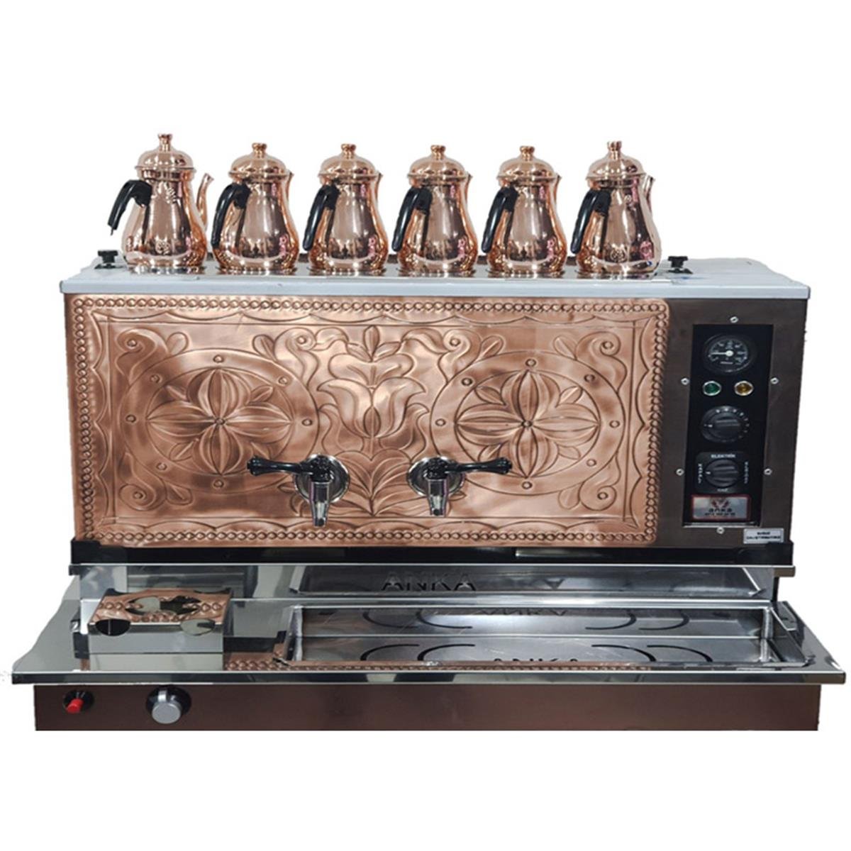 Anka 6 Demlikli Antik Pro Plus Otomatik Elektirikli Ve Gazlı Çay Makinesi