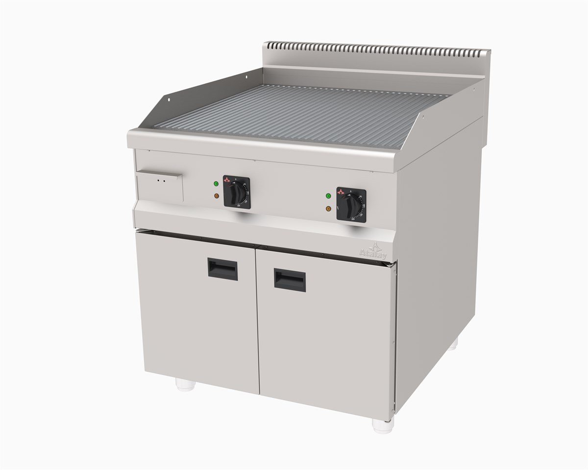 Atalay AEI-890-N Elektrikli Pleyt Izgara Oluklu Yüzey Alt Dolaplı 80x90x85 