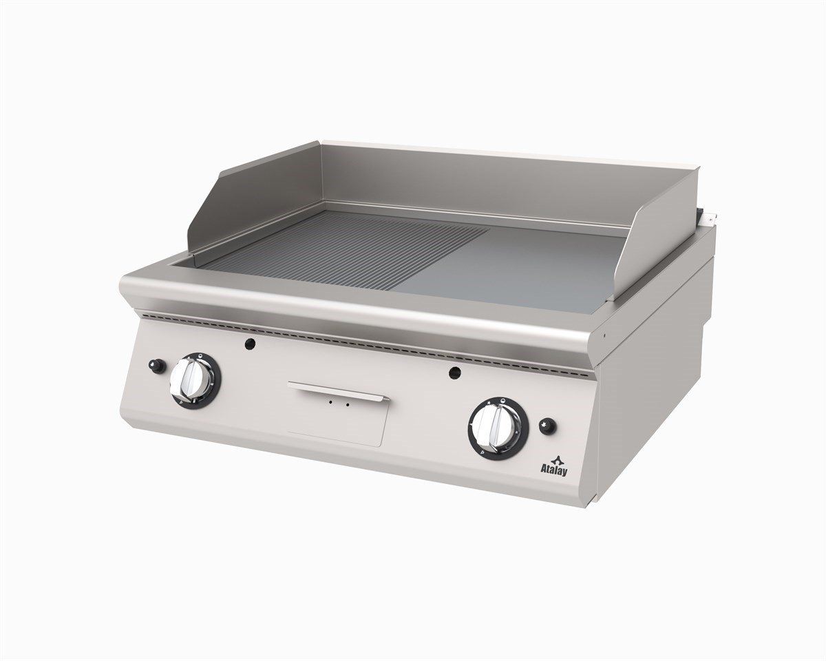 Atalay AGI-873-ND Gazlı Pleyt Izgara Yarı Oluklu Yarı Düz Yüzey Ce Belgeli 80x73x30