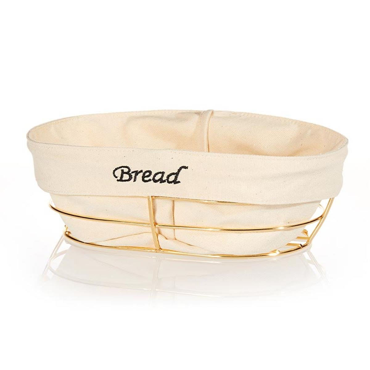 Biradlı Brd-Hw186B-Altın Beyaz Bezli Oval Ekmek Sepeti Altın Telli 26X17X6,5 Cm BiradlıBR.BRD-HW186B-ALTIN