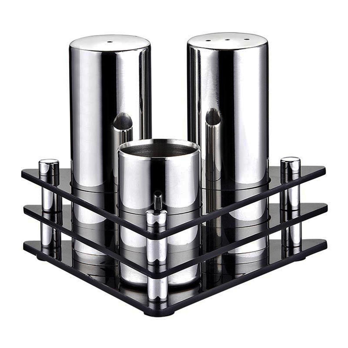 Biradlı Grv-02 3 Lü Yuvarlak Pleksi Standlı Tuzluk Takımı Mat-ParlakBiradlıBR.GRV-02