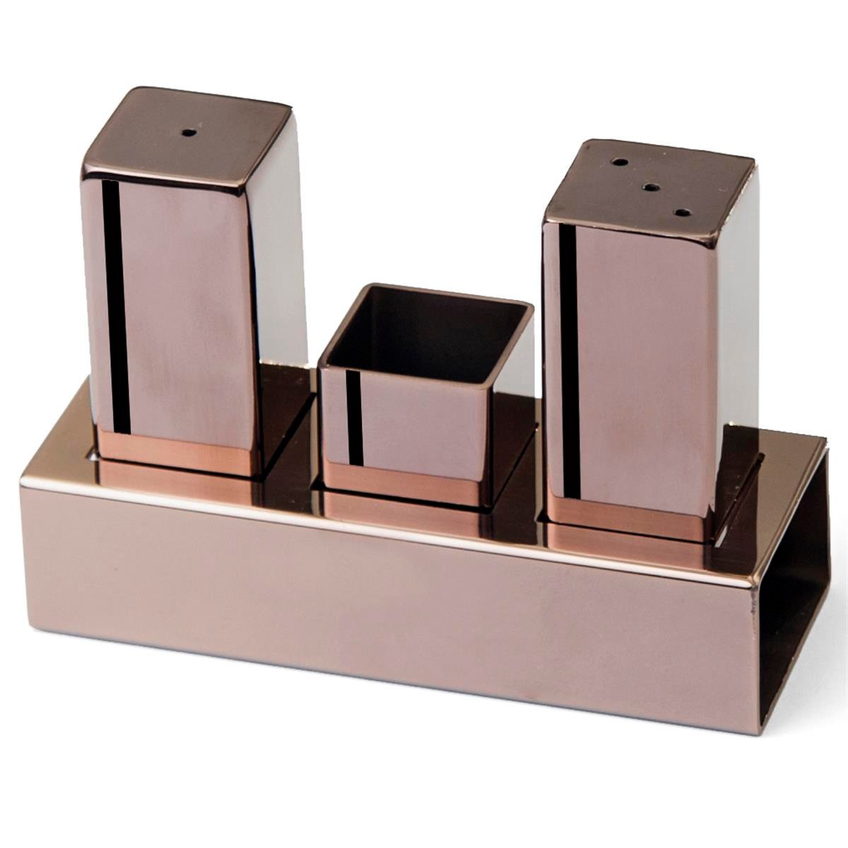 Biradlı Grv-105-Bakır Üçlü Kare Tuzluk Takımı BakırBiradlıBR.GRV-105-BAKIR