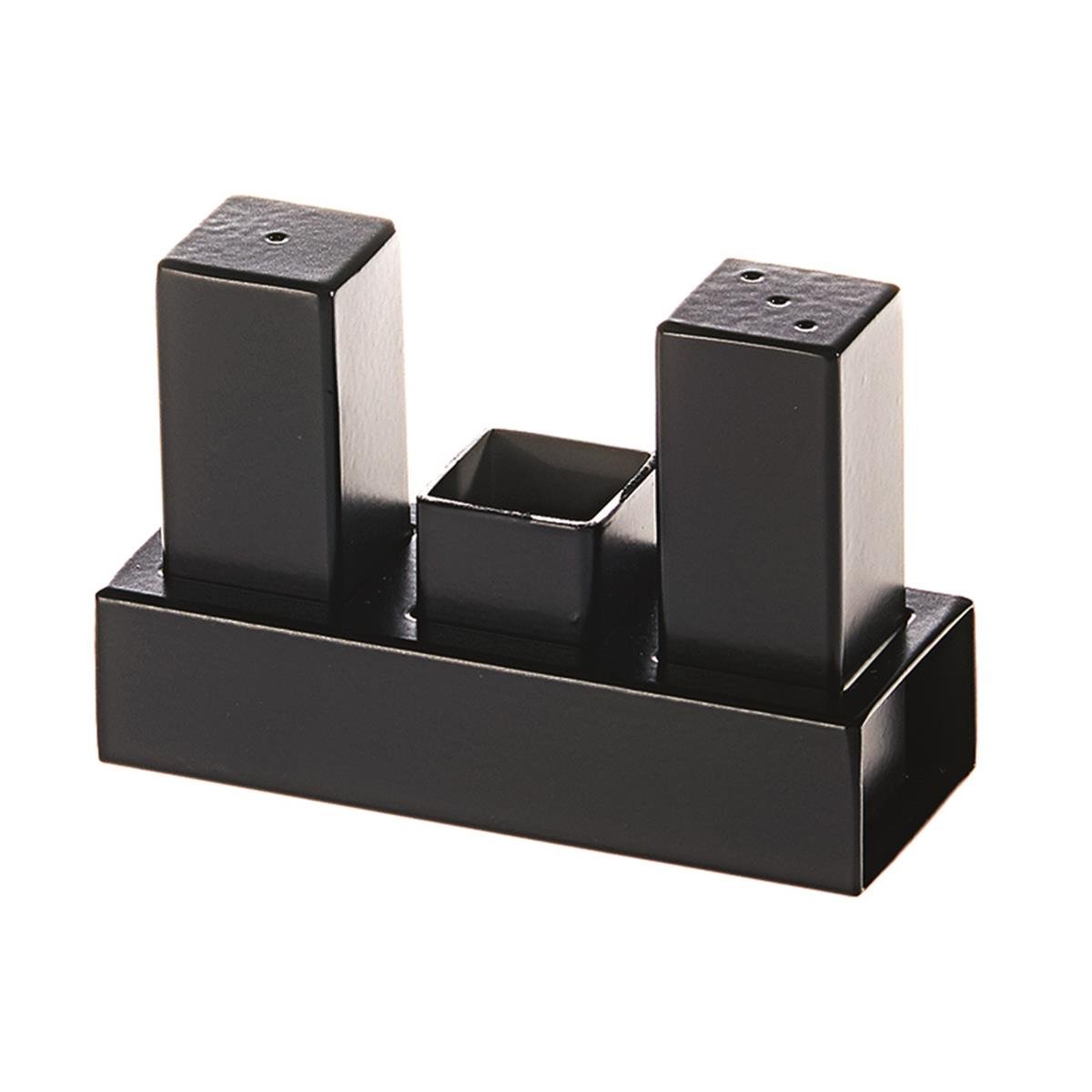 Biradlı Grv-105-Siyah Üçlü Kare Tuzluk Takımı SiyahBiradlıBR.GRV-105-SİYAH