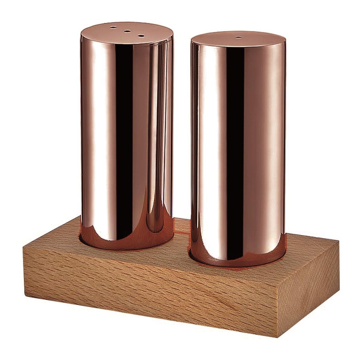 Biradlı Grv-38-Bakır Ahşap Dikdörtgen Standlı Yuvarlak 2 Li Tuzluk Takımı BakırBiradlıBR.GRV-38-BAKIR
