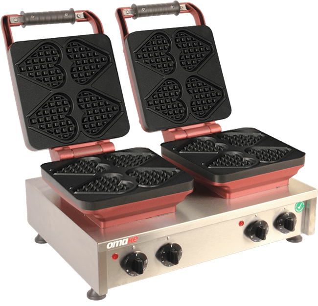 Omake Çubuklu Kalp Model Zamanlayıcılı Manuel Çiftli Waffle MakinesiOmake Omk.WFL21.E22.0701.Z50